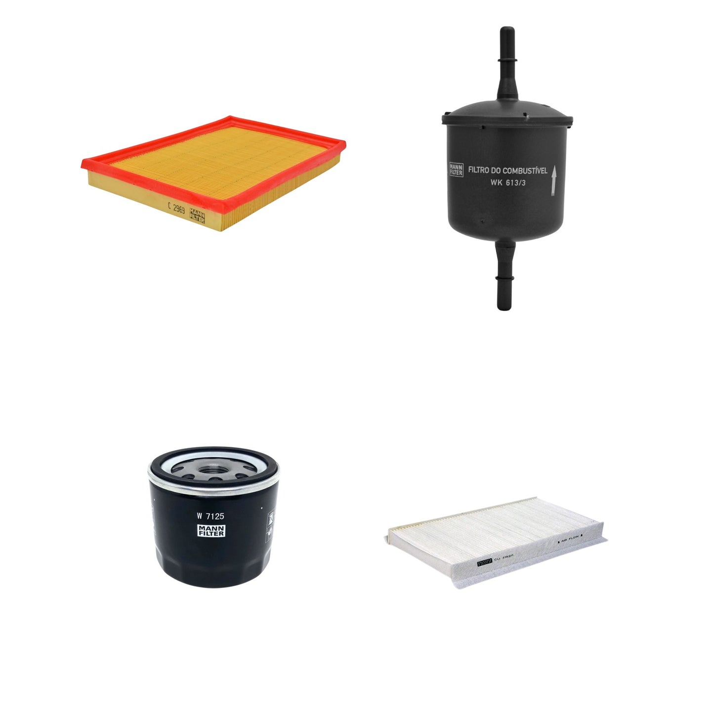 Kit Filtros de Ar Combustível Cabine Ar Condicionado Óleo - Mann-Filter - C2969 - CU3162/1 - W7125 - WK613/3 - (1)
