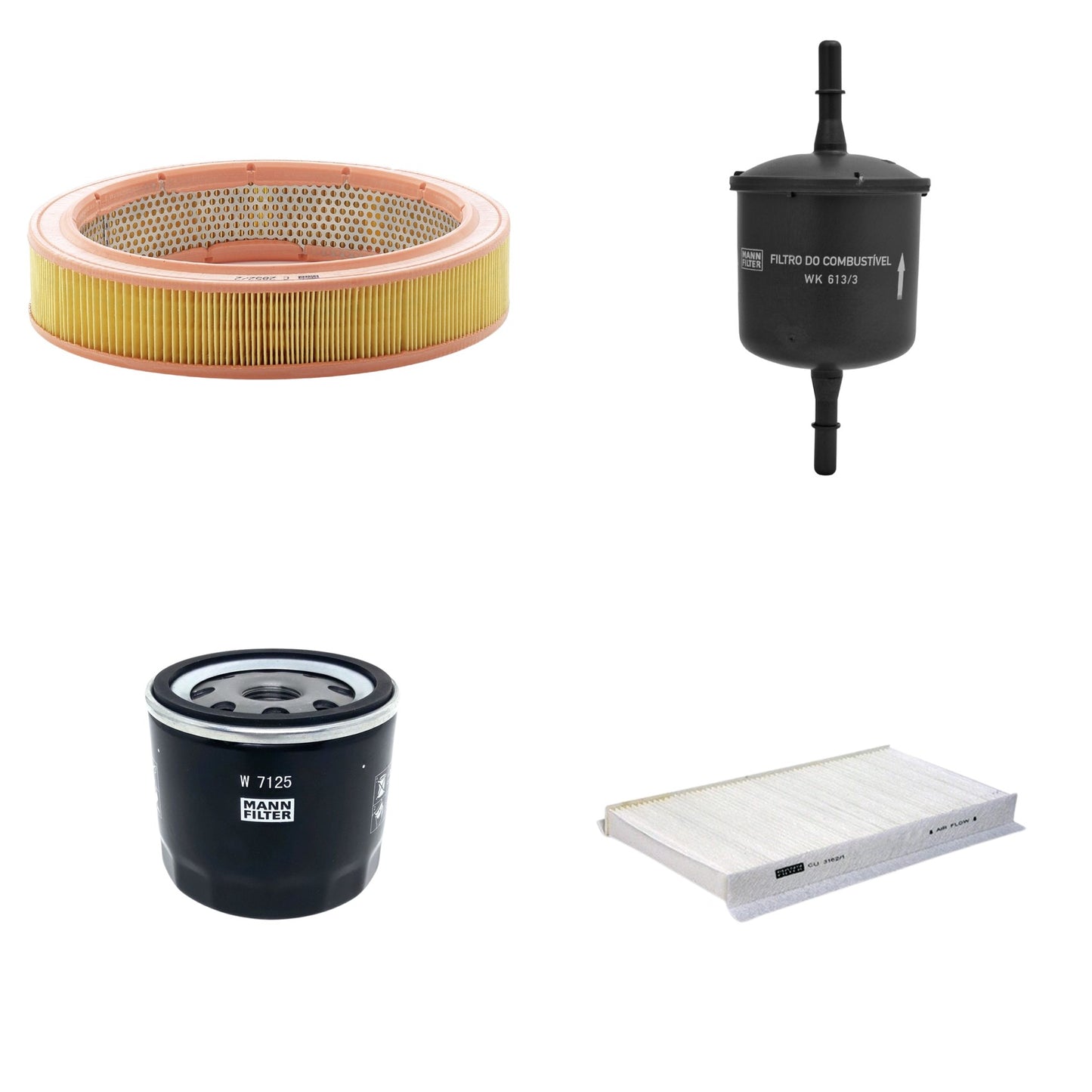 Kit Filtros de Ar Combustível Cabine Ar Condicionado Óleo - Mann-Filter - C2852/2 - CU3162/1 - W7125 - WK613/3 - (1)