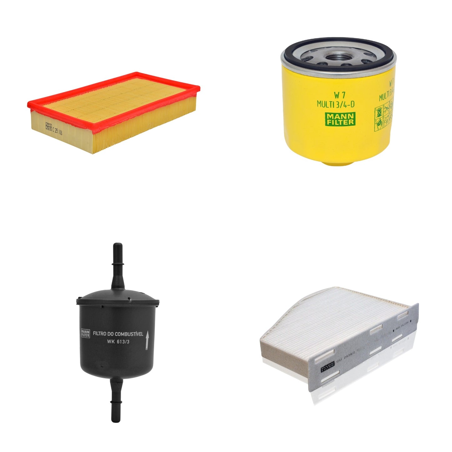 Kit Filtros de Ar Combustível Cabine Ar Condicionado Óleo - Mann-Filter - C29108 - CU2939/2 - W7MULTI3/4-D - WK613/3 - (1)
