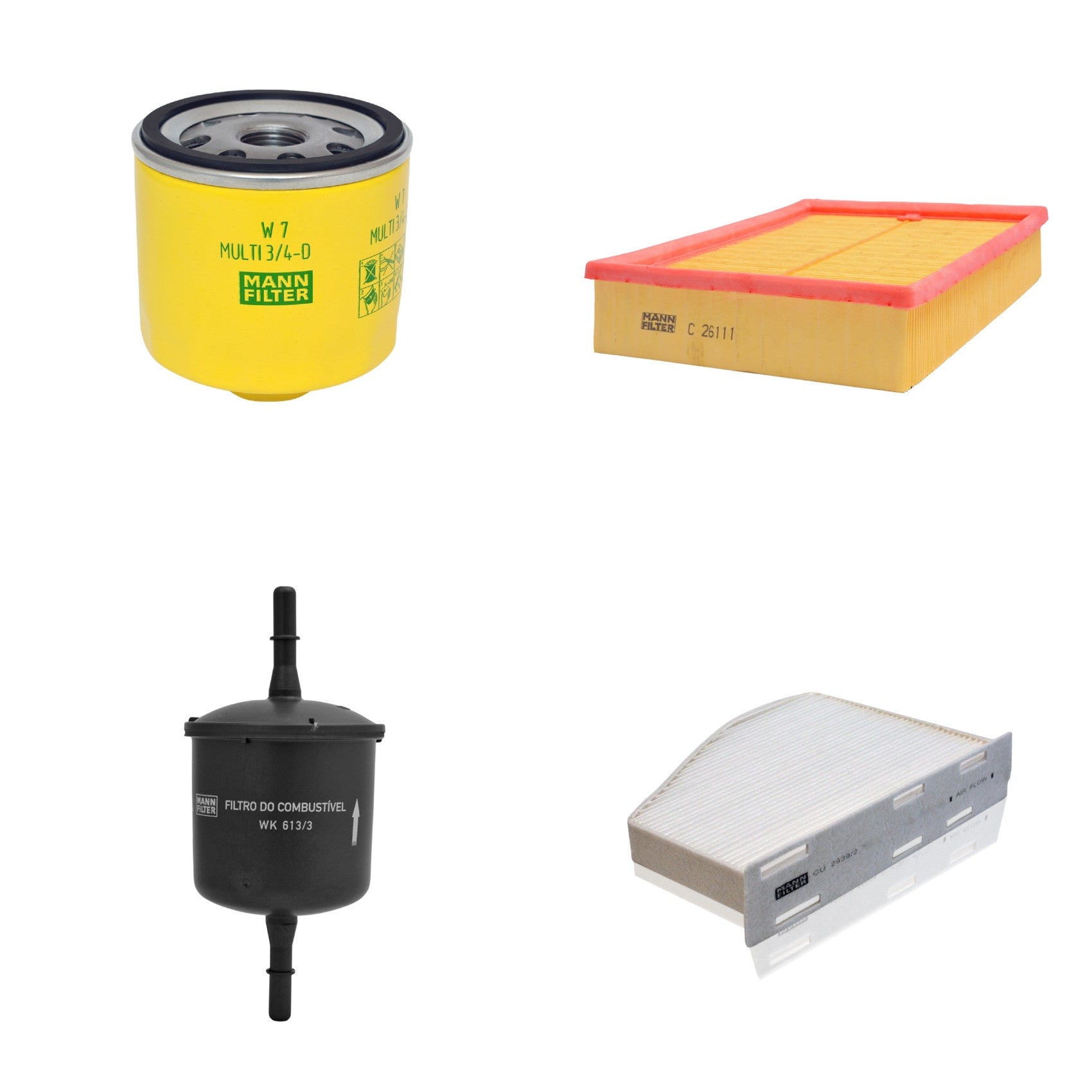 Kit Filtros de Ar Combustível Cabine Ar Condicionado Óleo - Mann-Filter - C26111 - CU2939/2 - W7MULTI3/4-D - WK613/3 - (1)