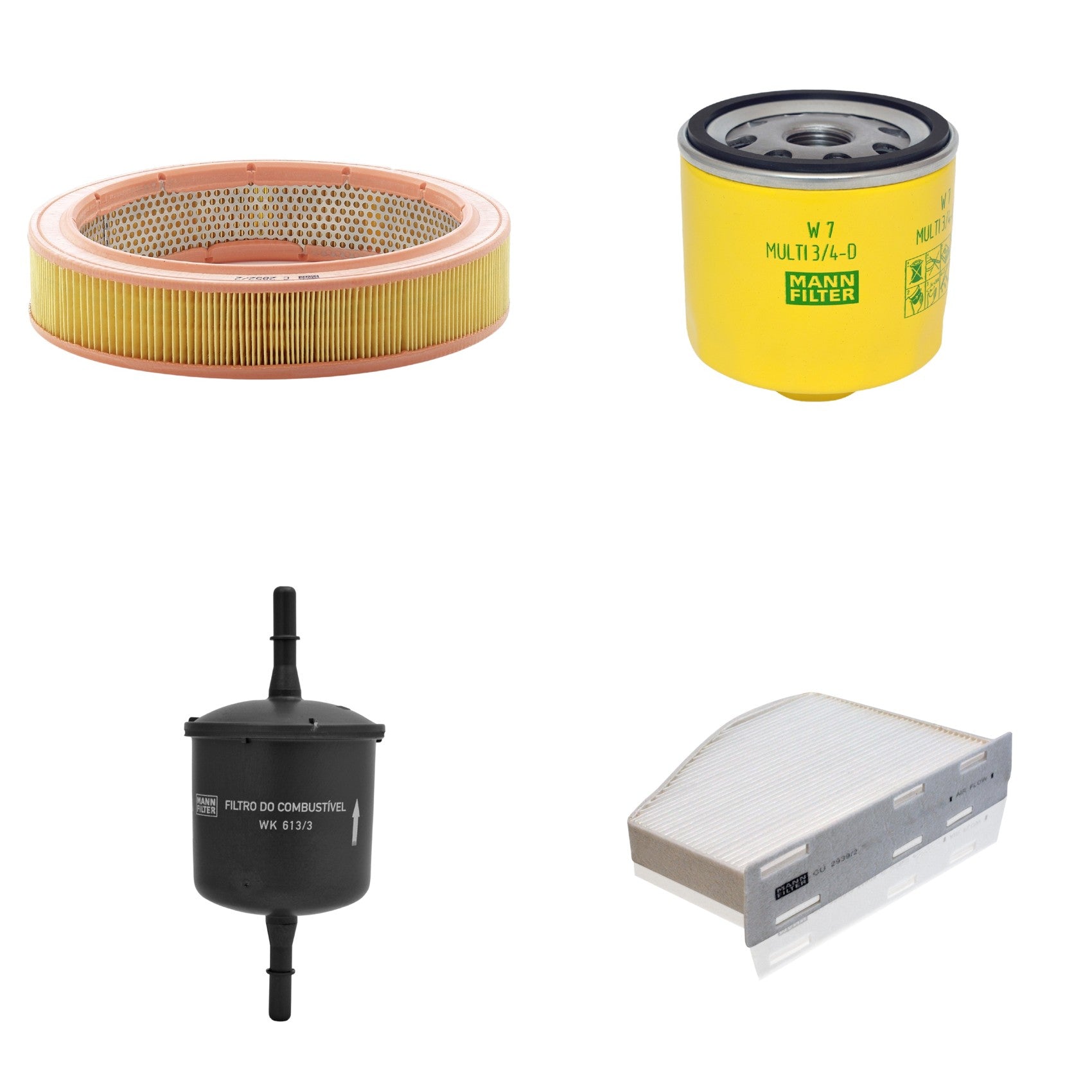 Kit Filtros de Ar Combustível Cabine Ar Condicionado Óleo - Mann-Filter - C2852/2 - CU2939/2 - W7MULTI3/4-D - WK613/3 - (1)