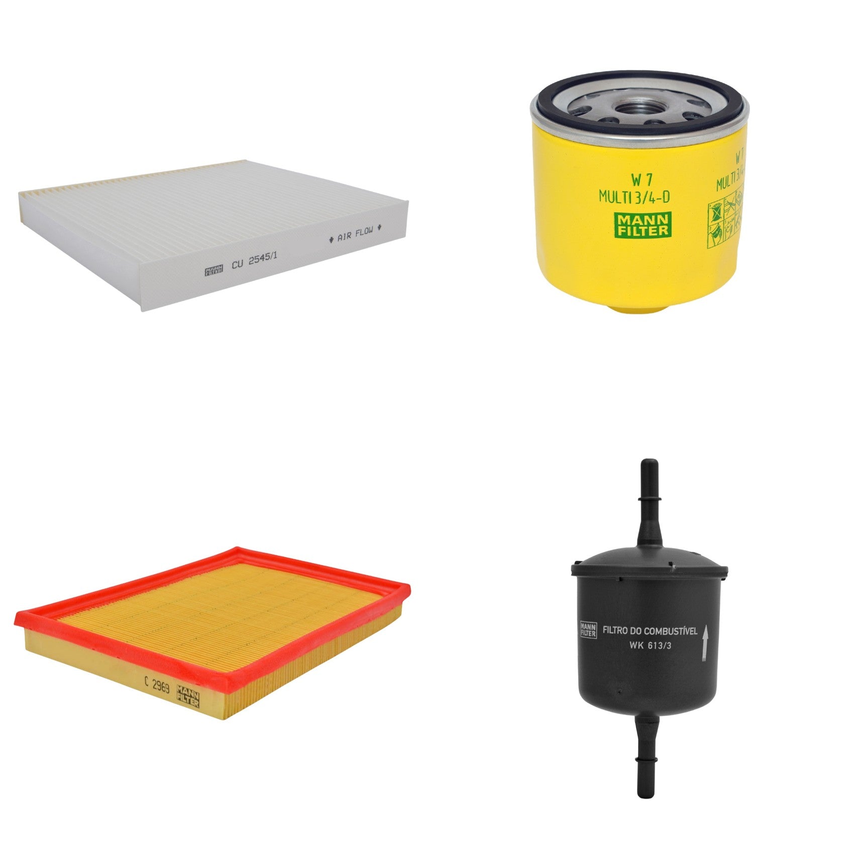 Kit Filtros de Ar Combustível Cabine Ar Condicionado Óleo - Mann-Filter - C2969 - CU2545/1 - W7MULTI3/4-D - WK613/3 - (1)