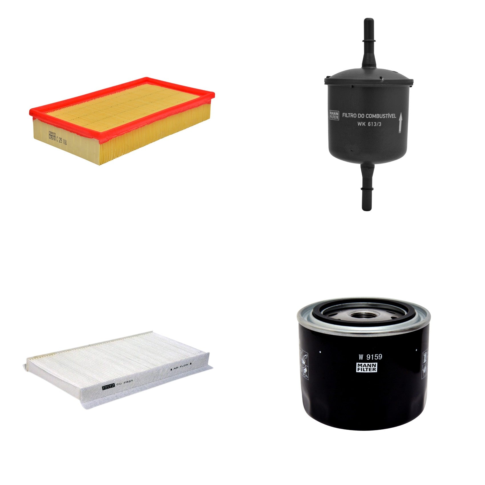 Kit Filtros de Ar Combustível Cabine Ar Condicionado Óleo - Mann-Filter - C29108 - CU3162/1 - W9159 - WK613/3 - (1)
