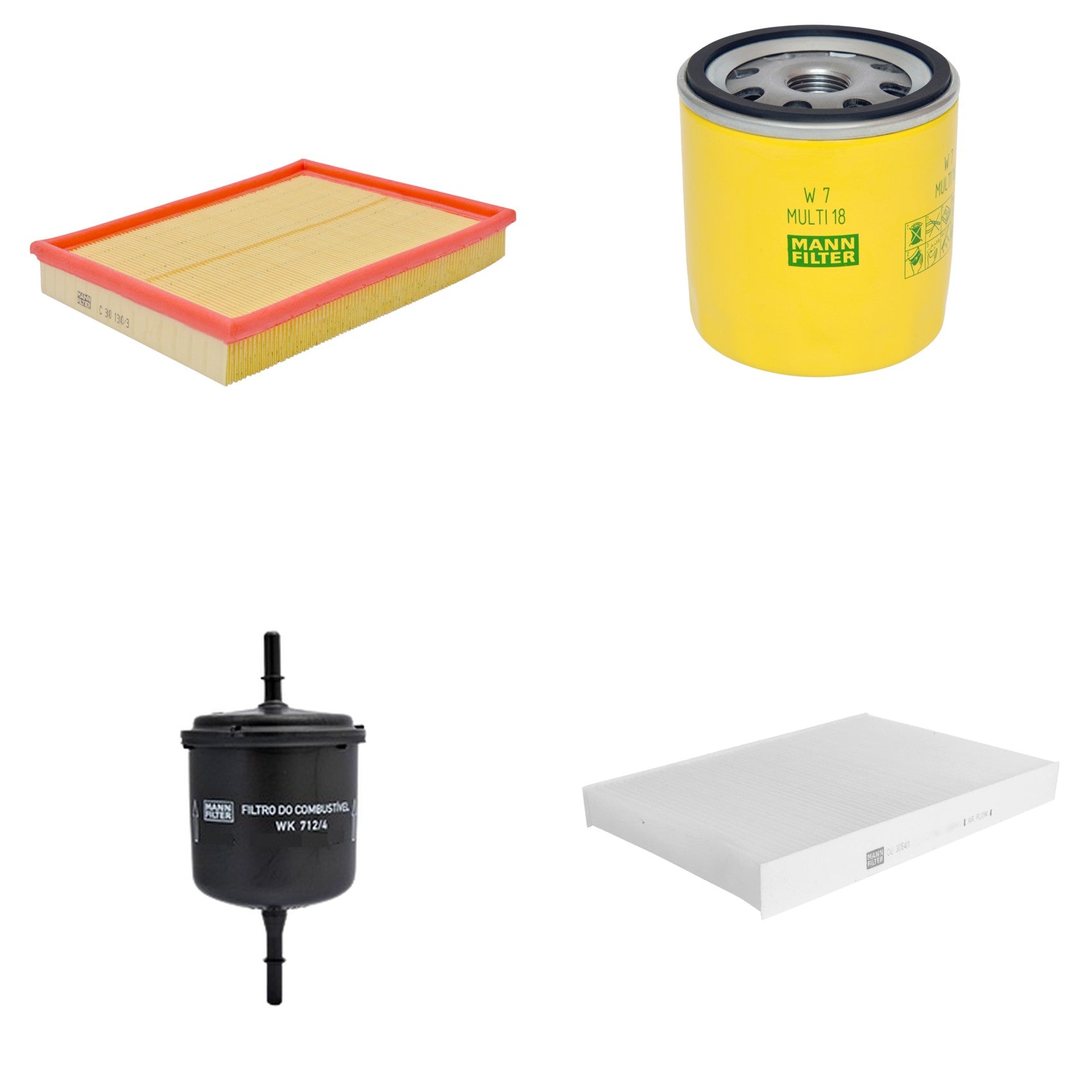 Kit Filtros de Ar Combustível Cabine Ar Condicionado Óleo - Mann-Filter - C30130/3 - CU3054/1 - W7MULTI18 - WK712/4 - (1)