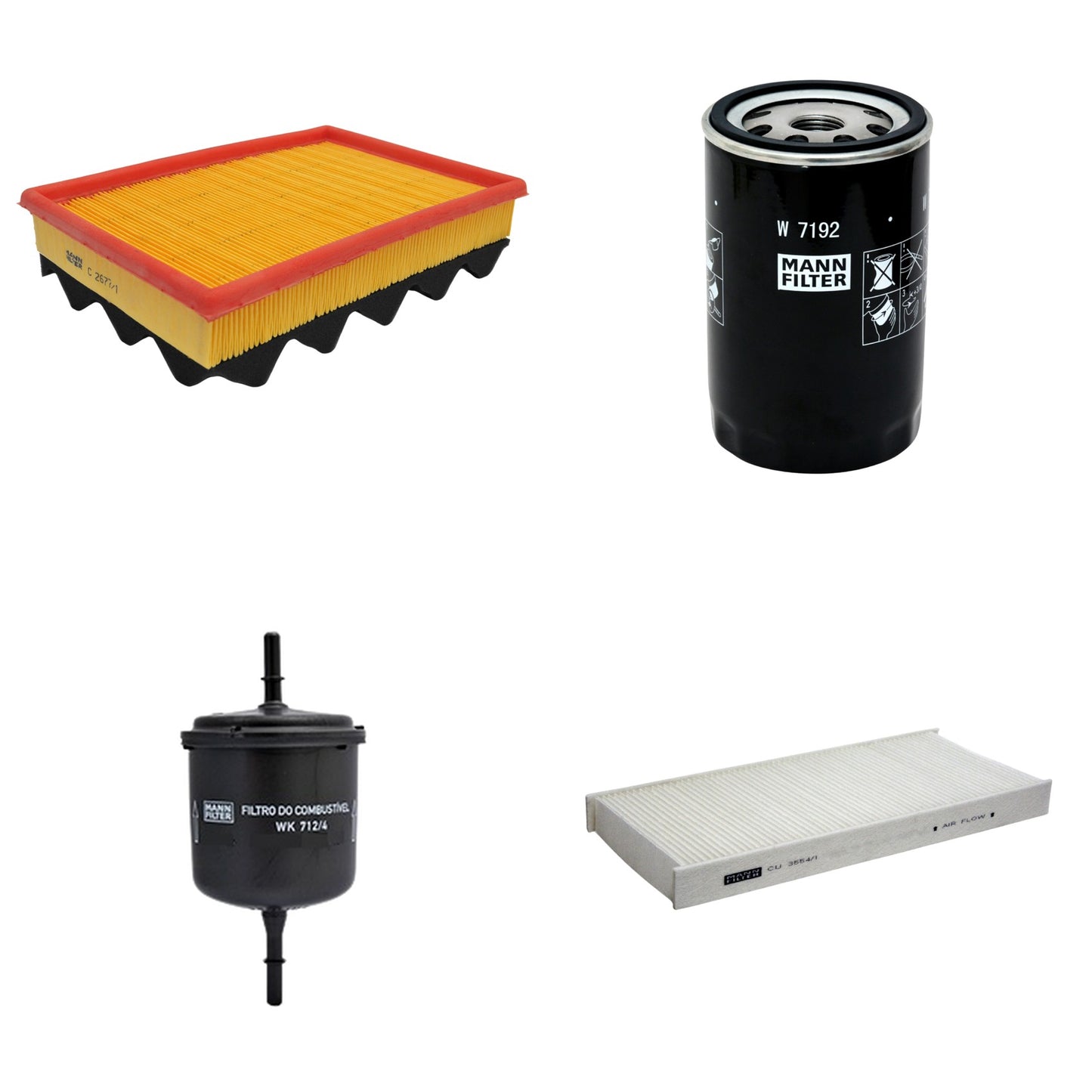 Kit Filtros de Ar Combustível Cabine Ar Condicionado Óleo - Mann-Filter - C2677/1 - CU3554/1 - W7192 - WK712/4 - (1)