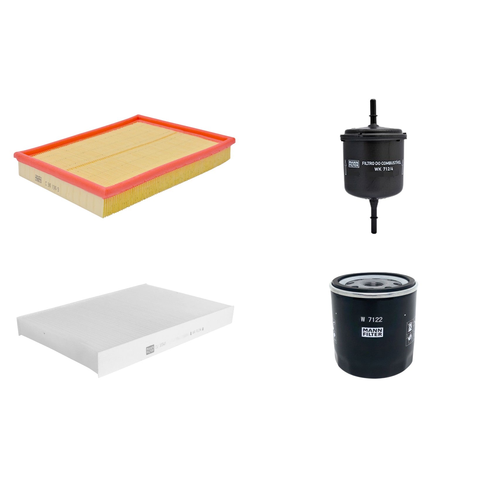 Kit Filtros de Ar Combustível Cabine Ar Condicionado Óleo - Mann-Filter - C30130/3 - CU3054/1 - W7122 - WK712/4 - (1)