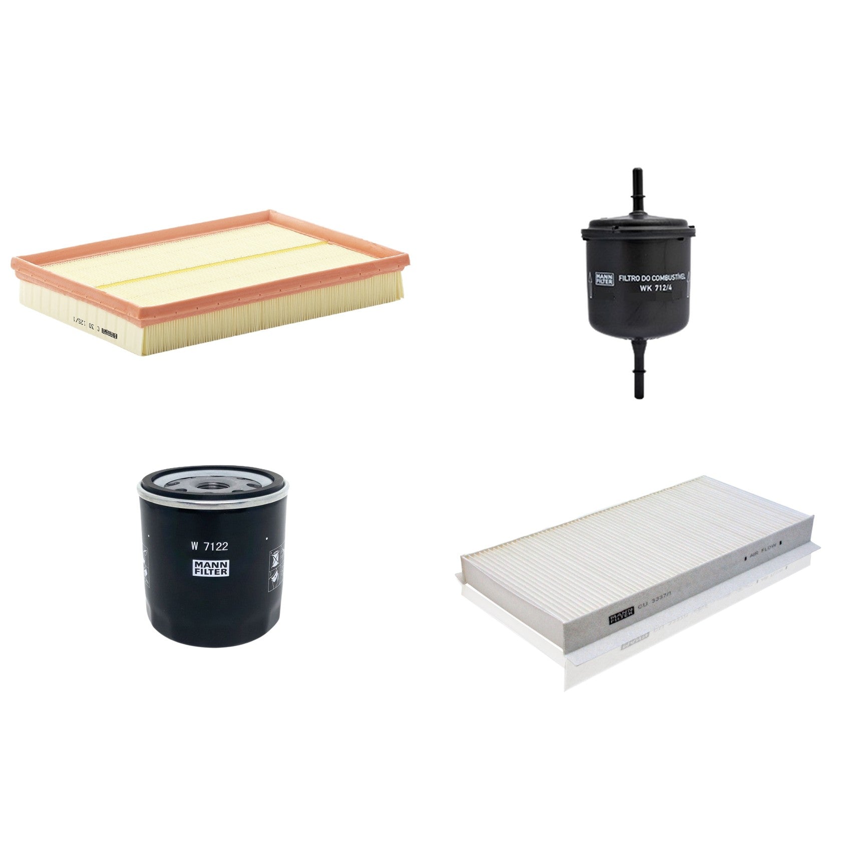 Kit Filtros de Ar Combustível Cabine Ar Condicionado Óleo - Mann-Filter - C30125/1 - CU3337/1 - W7122 - WK712/4 - (1)