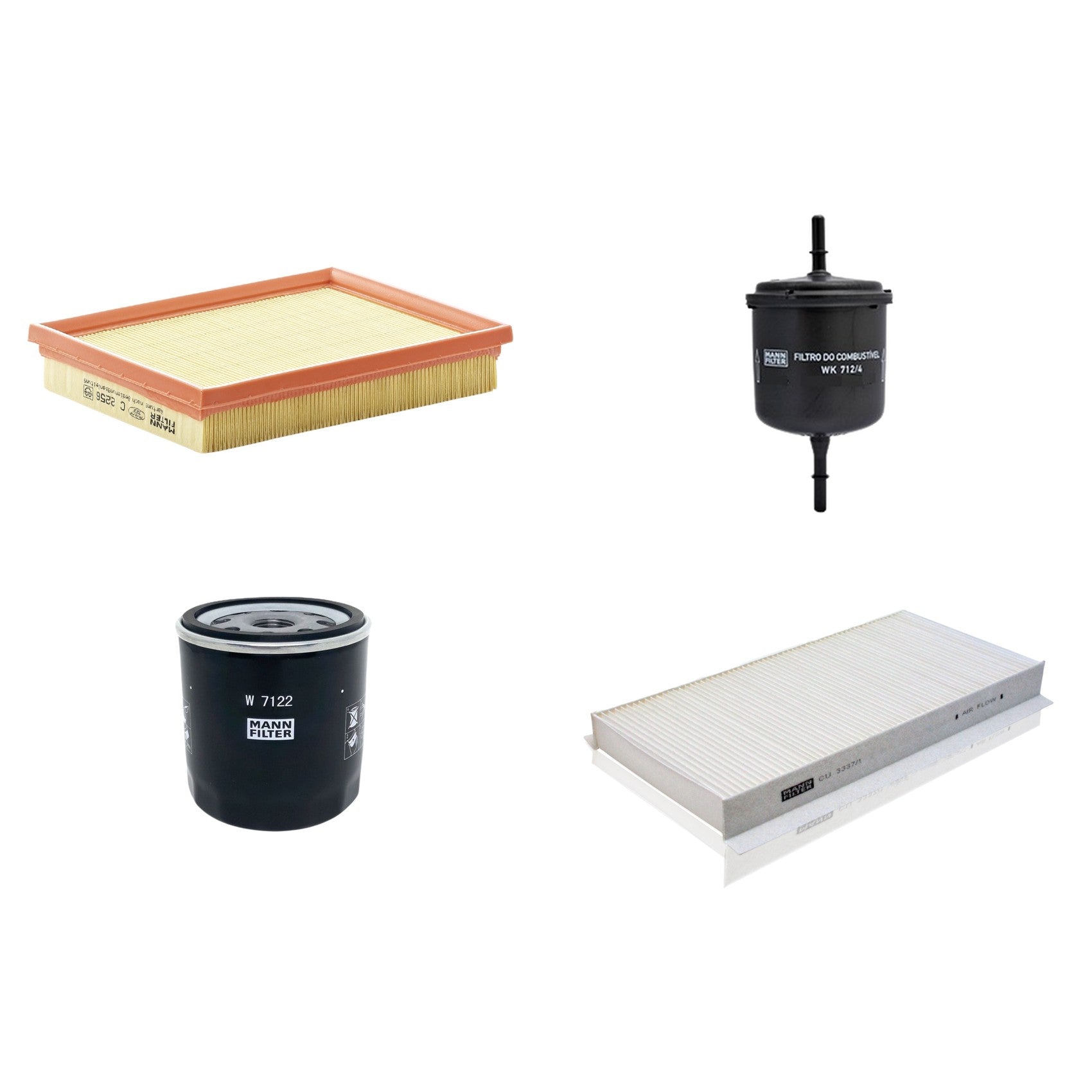 Kit Filtros de Ar Combustível Cabine Ar Condicionado Óleo - Mann-Filter - C2256 - CU3337/1 - W7122 - WK712/4 - (1)