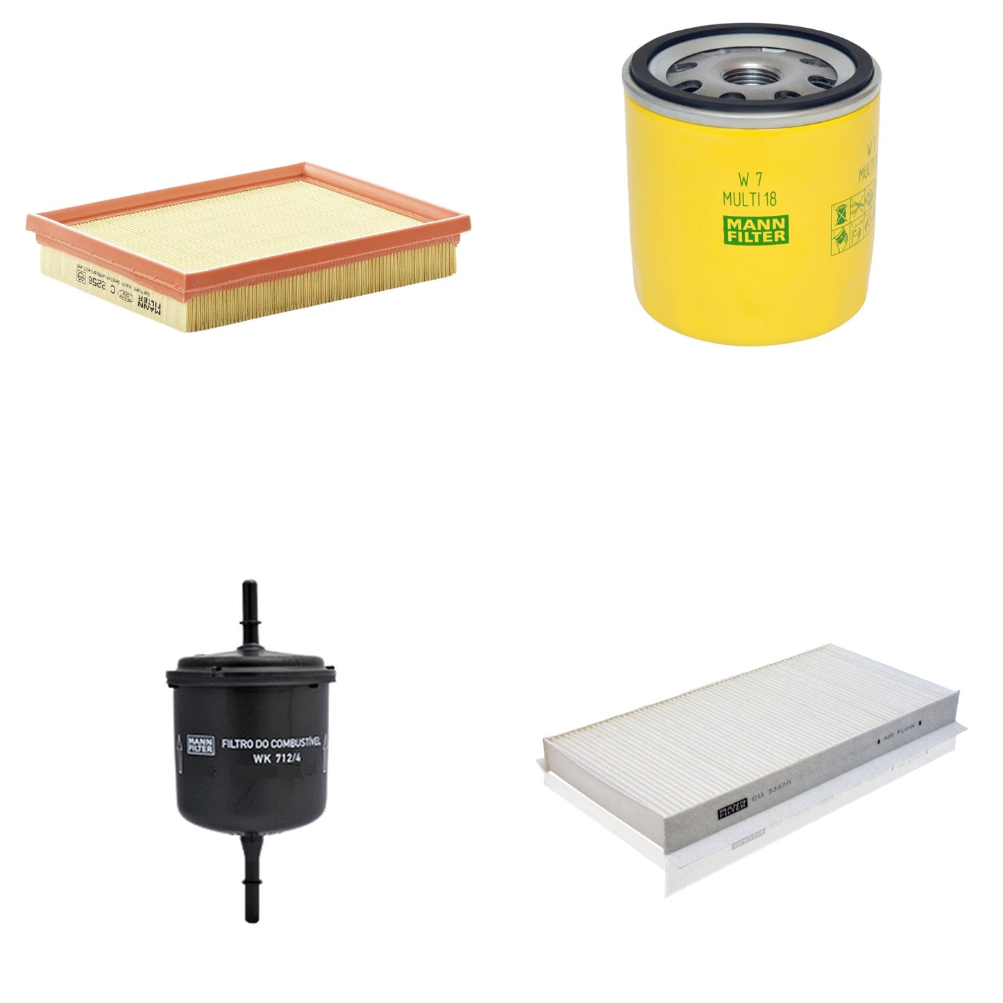 Kit Filtros de Ar Combustível Cabine Ar Condicionado Óleo - Mann-Filter - C2256 - CU3337/1 - W7MULTI18 - WK712/4 - (1)