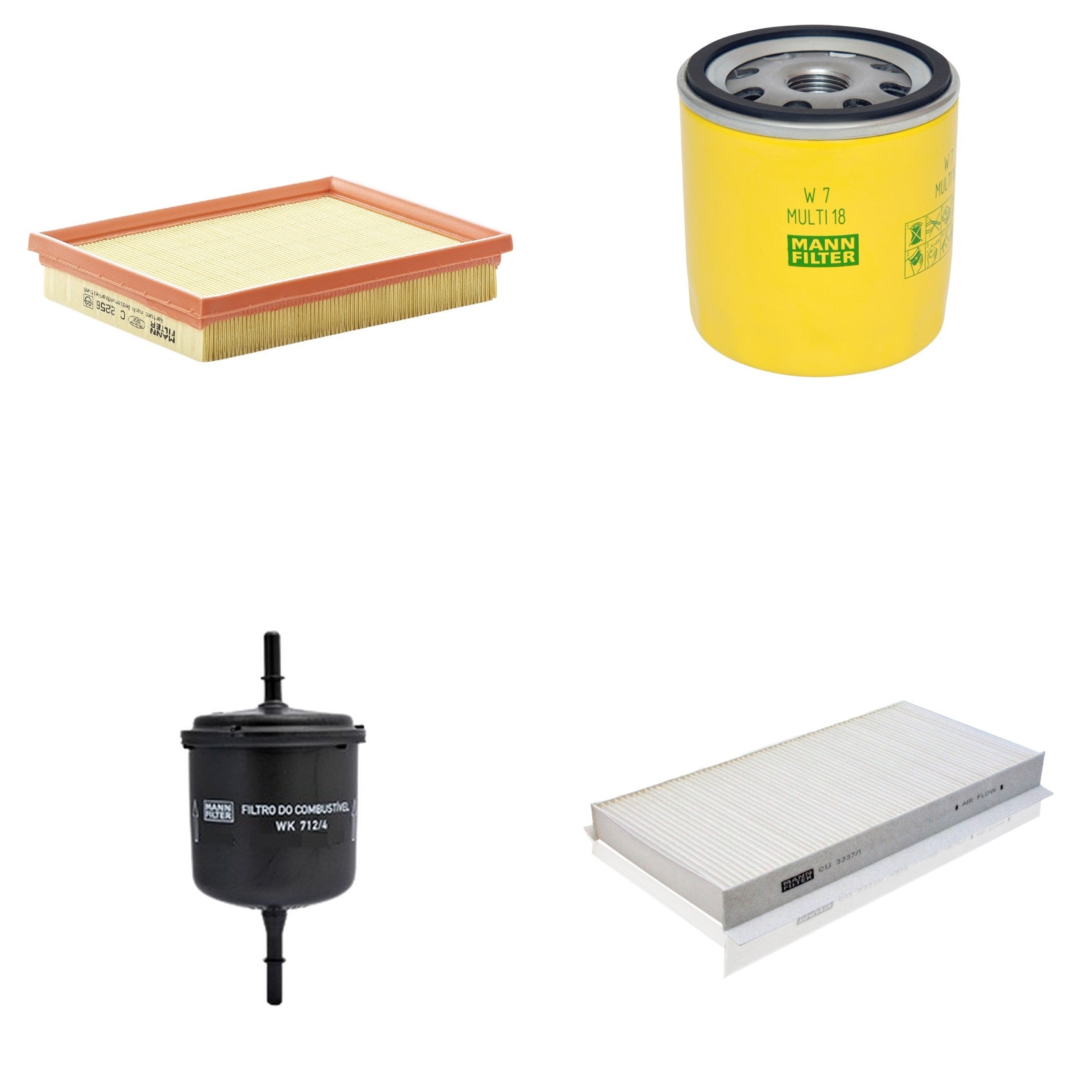 Kit Filtros de Ar Combustível Cabine Ar Condicionado Óleo - Mann-Filter - C2256 - CU3337/1 - W7MULTI18 - WK712/4 - (1)