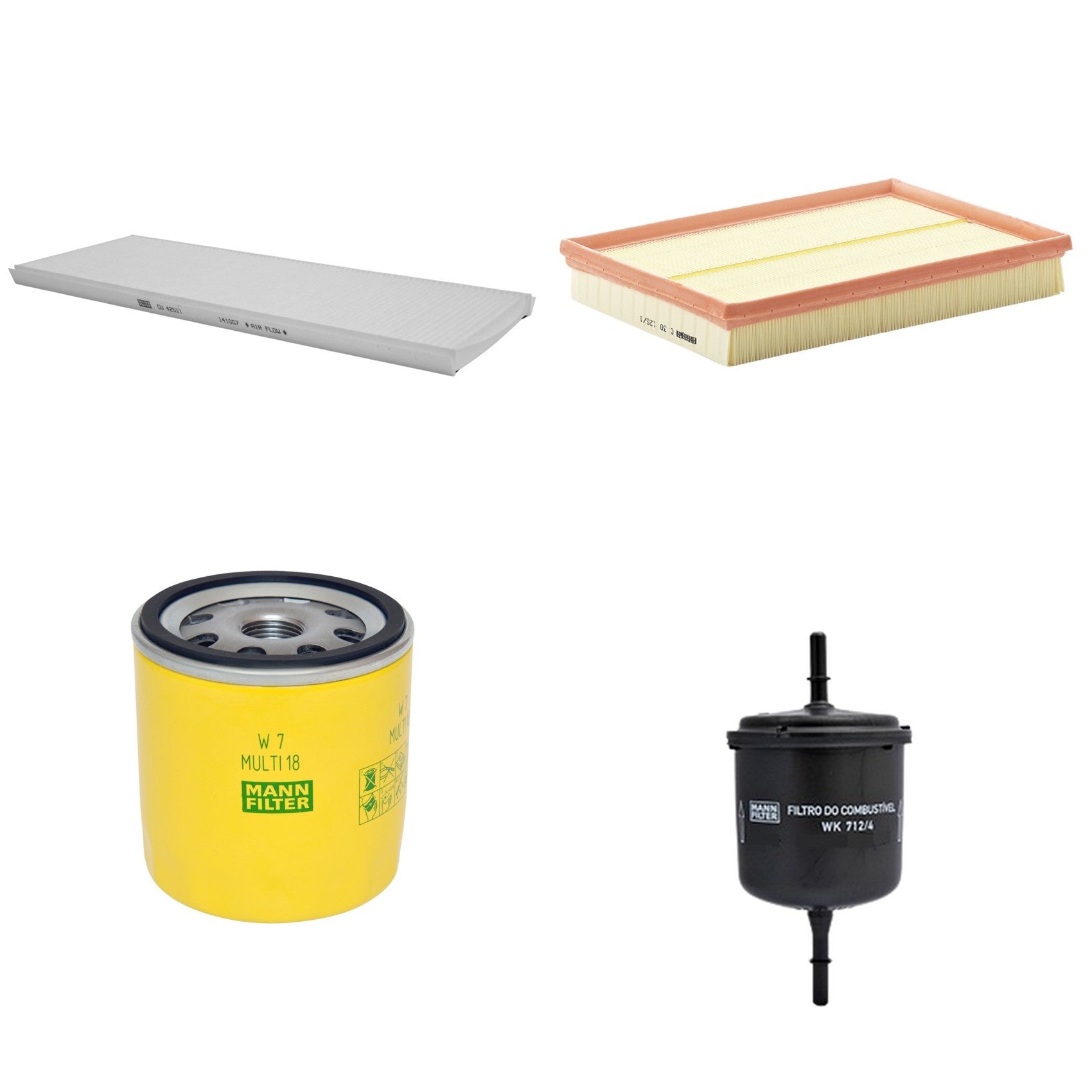 Kit Filtros de Ar Combustível Cabine Ar Condicionado Óleo - Mann-Filter - C30125/1 - CU4251/1 - W7MULTI18 - WK712/4 - (1)