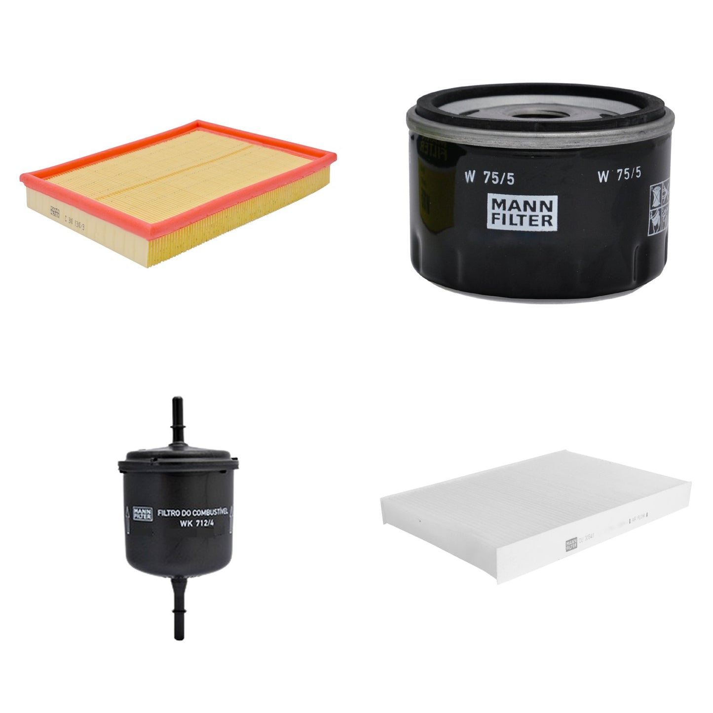 Kit Filtros de Ar Combustível Cabine Ar Condicionado Óleo - Mann-Filter - C30130/3 - CU3054/1 - W75/5 - WK712/4 - (1)