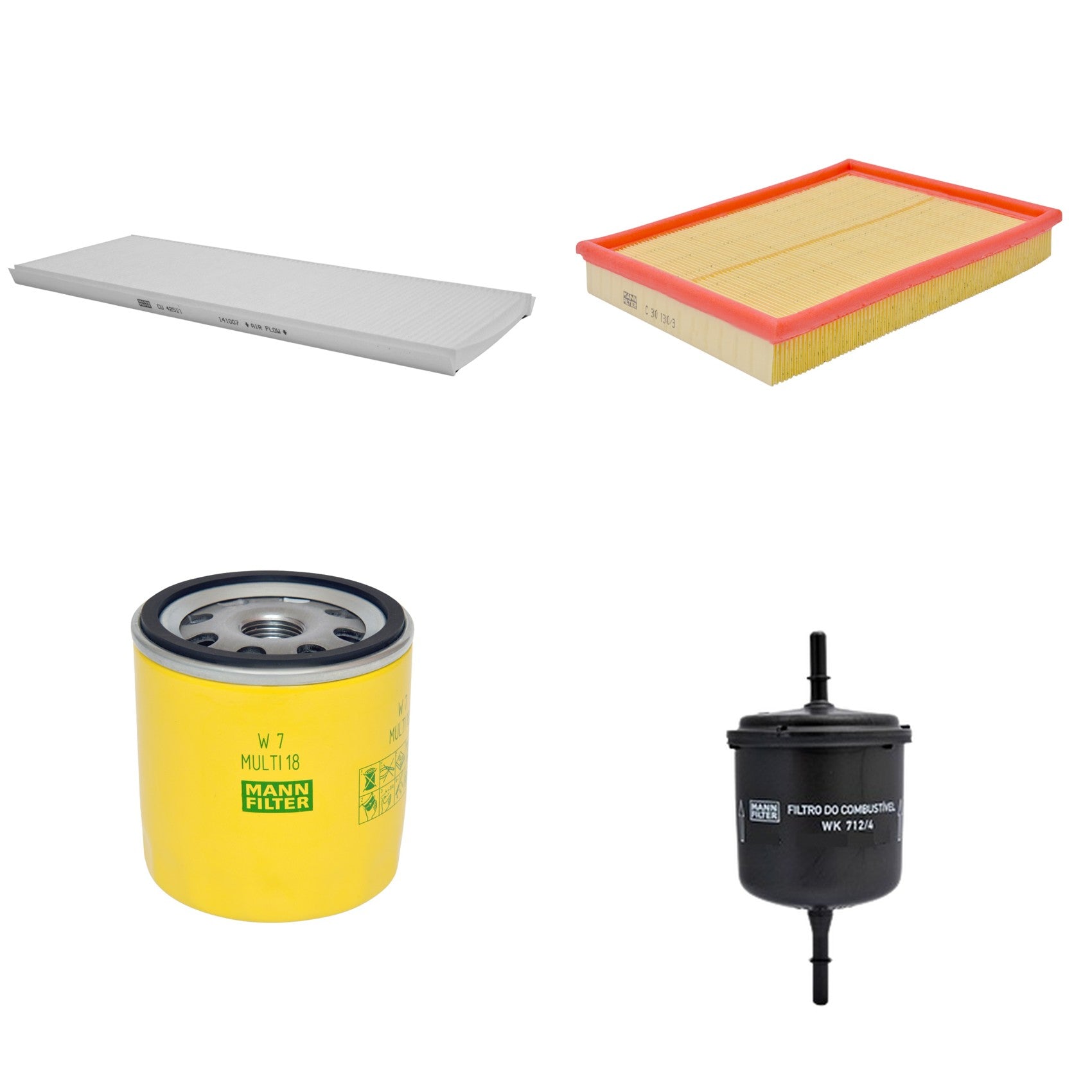 Kit Filtros de Ar Combustível Cabine Ar Condicionado Óleo - Mann-Filter - C30130/3 - CU4251/1 - W7MULTI18 - WK712/4 - (1)