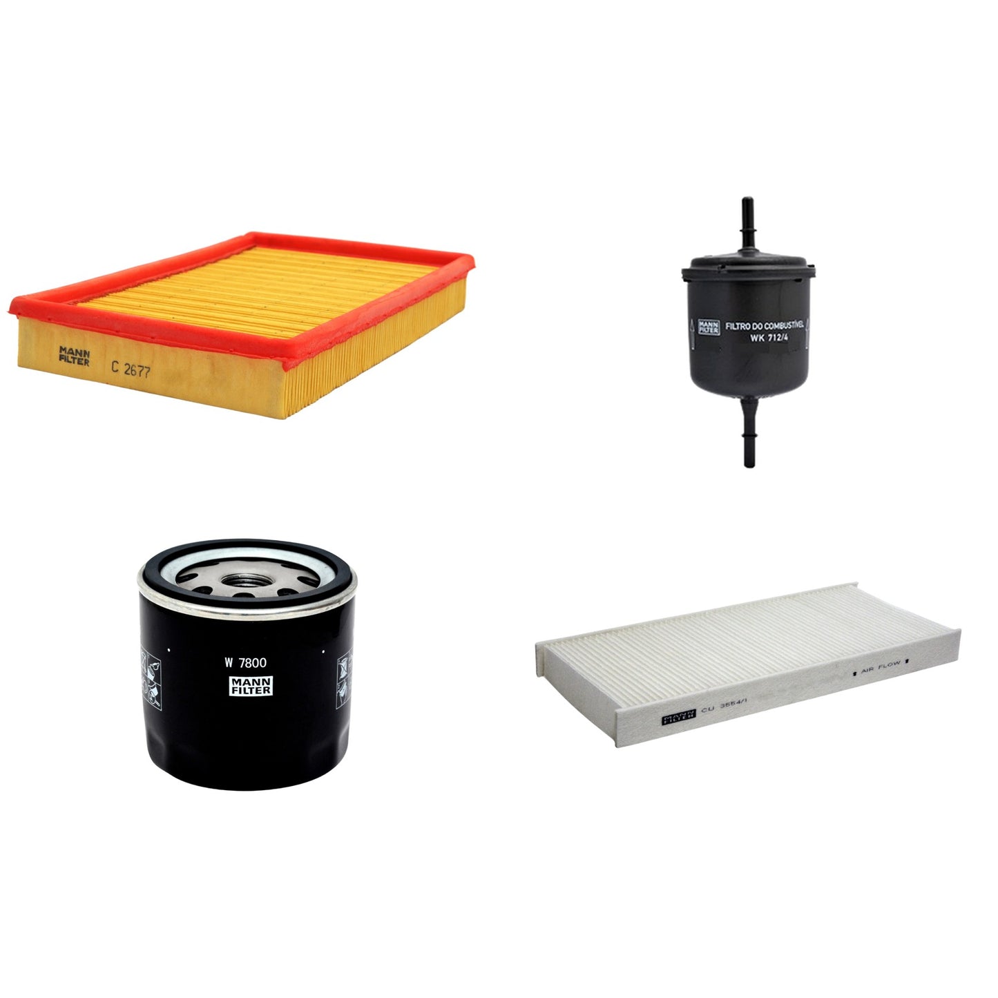 Kit Filtros de Ar Combustível Cabine Ar Condicionado Óleo - Mann-Filter - C2677 - CU3554/1 - W7800 - WK712/4 - (1)