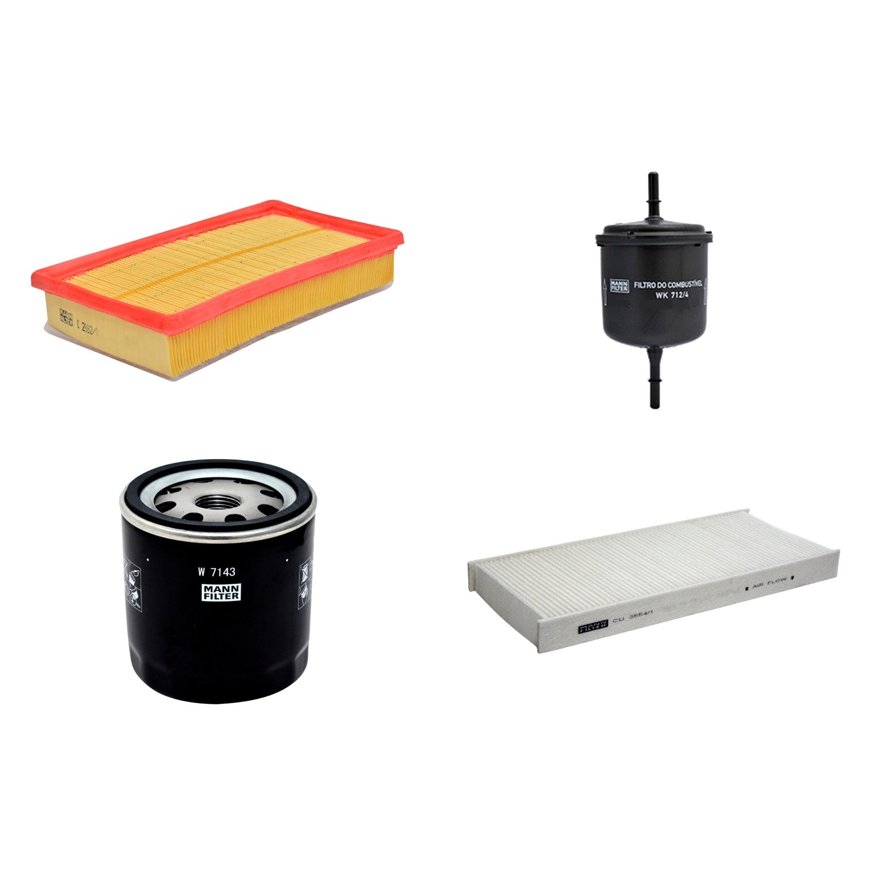 Kit Filtros de Ar Combustível Cabine Ar Condicionado Óleo - Mann-Filter - C2982/1 - CU3554/1 - W7143 - WK712/4 - (1)