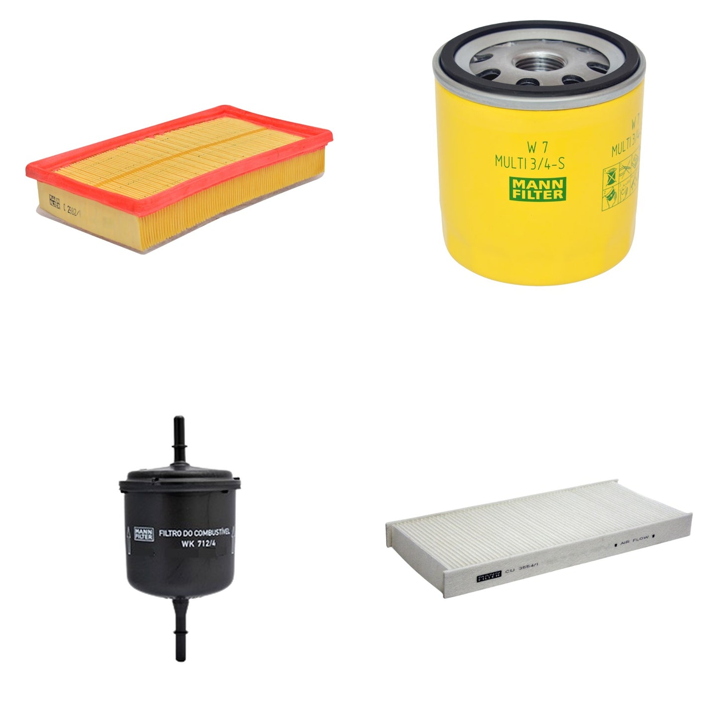 Kit Filtros de Ar Combustível Cabine Ar Condicionado Óleo - Mann-Filter - C2982/1 - CU3554/1 - W7MULTI3/4-S - WK712/4 - (1)