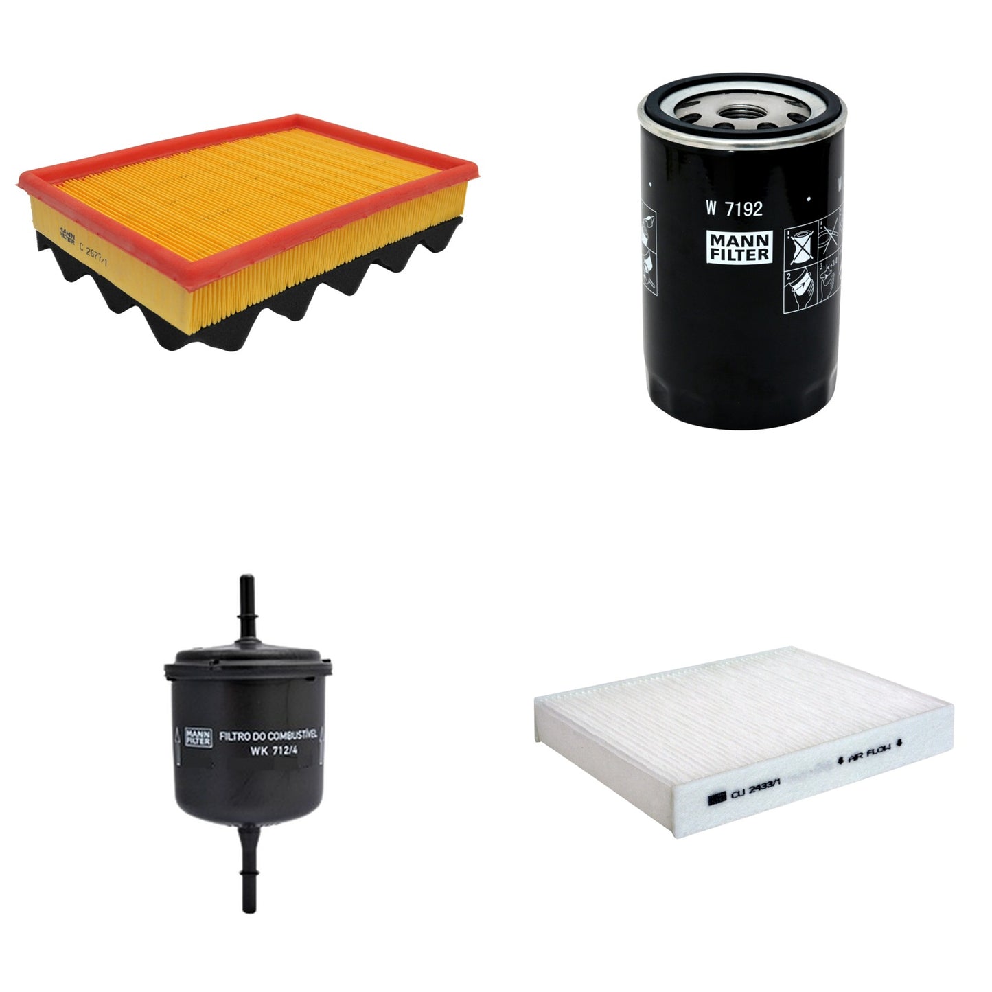 Kit Filtros de Ar Combustível Cabine Ar Condicionado Óleo - Mann-Filter - C2677/1 - CU2433/1 - W7192 - WK712/4 - (1)