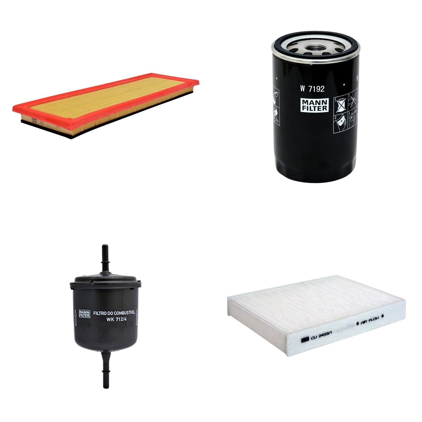 Kit Filtros de Ar Combustível Cabine Ar Condicionado Óleo - Mann-Filter - C4151 - CU2433/1 - W7192 - WK712/4 - (1)