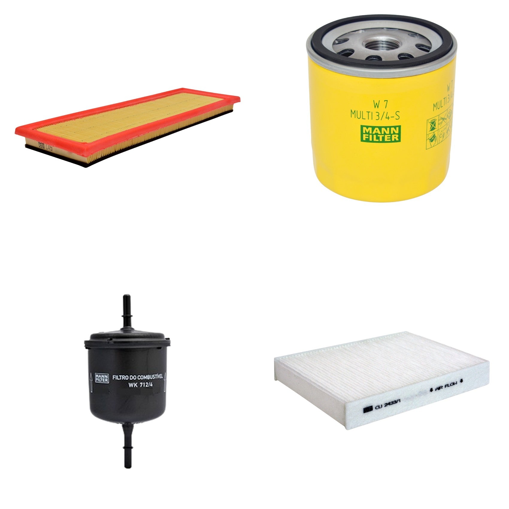 Kit Filtros de Ar Combustível Cabine Ar Condicionado Óleo - Mann-Filter - C4151 - CU2433/1 - W7MULTI3/4-S - WK712/4 - (1)