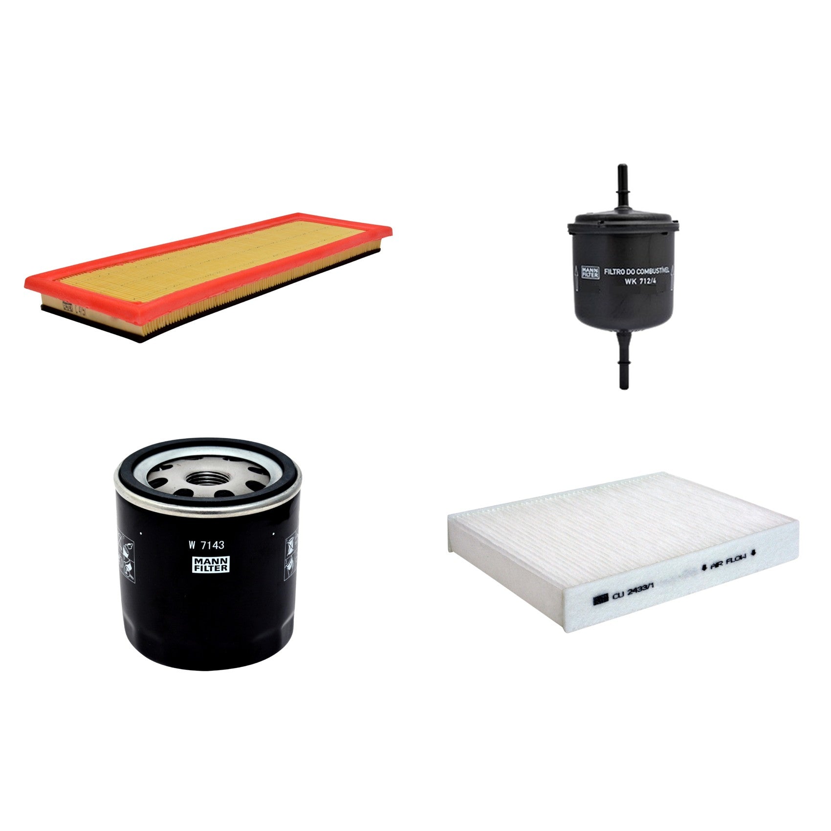 Kit Filtros de Ar Combustível Cabine Ar Condicionado Óleo - Mann-Filter - C4151 - CU2433/1 - W7143 - WK712/4 - (1)