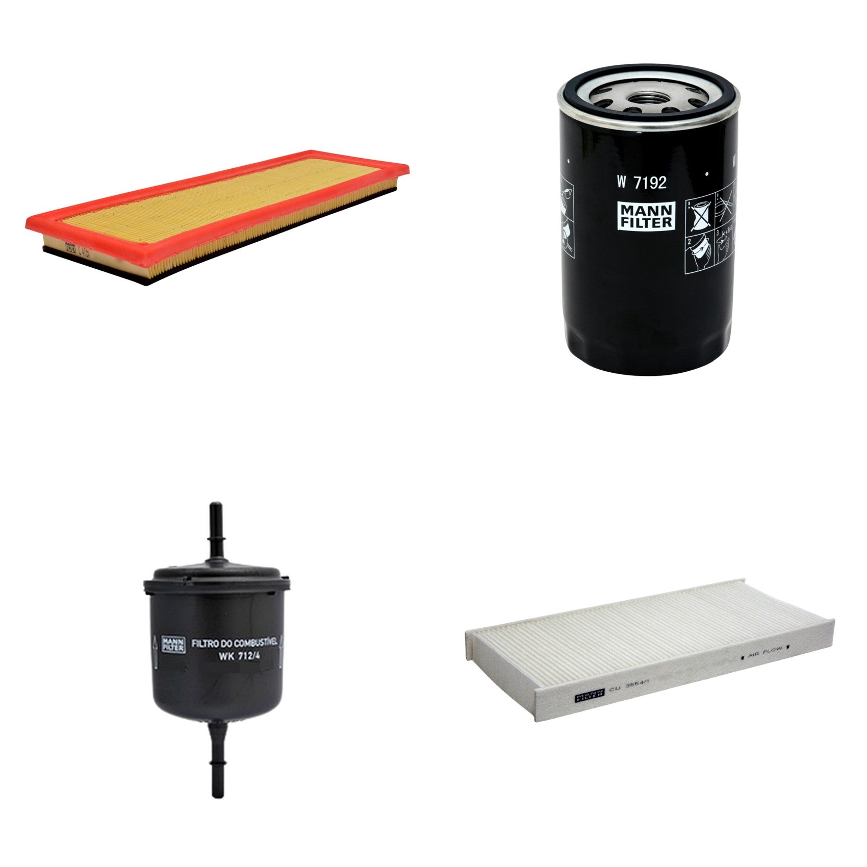 Kit Filtros de Ar Combustível Cabine Ar Condicionado Óleo - Mann-Filter - C4151 - CU3554/1 - W7192 - WK712/4 - (1)