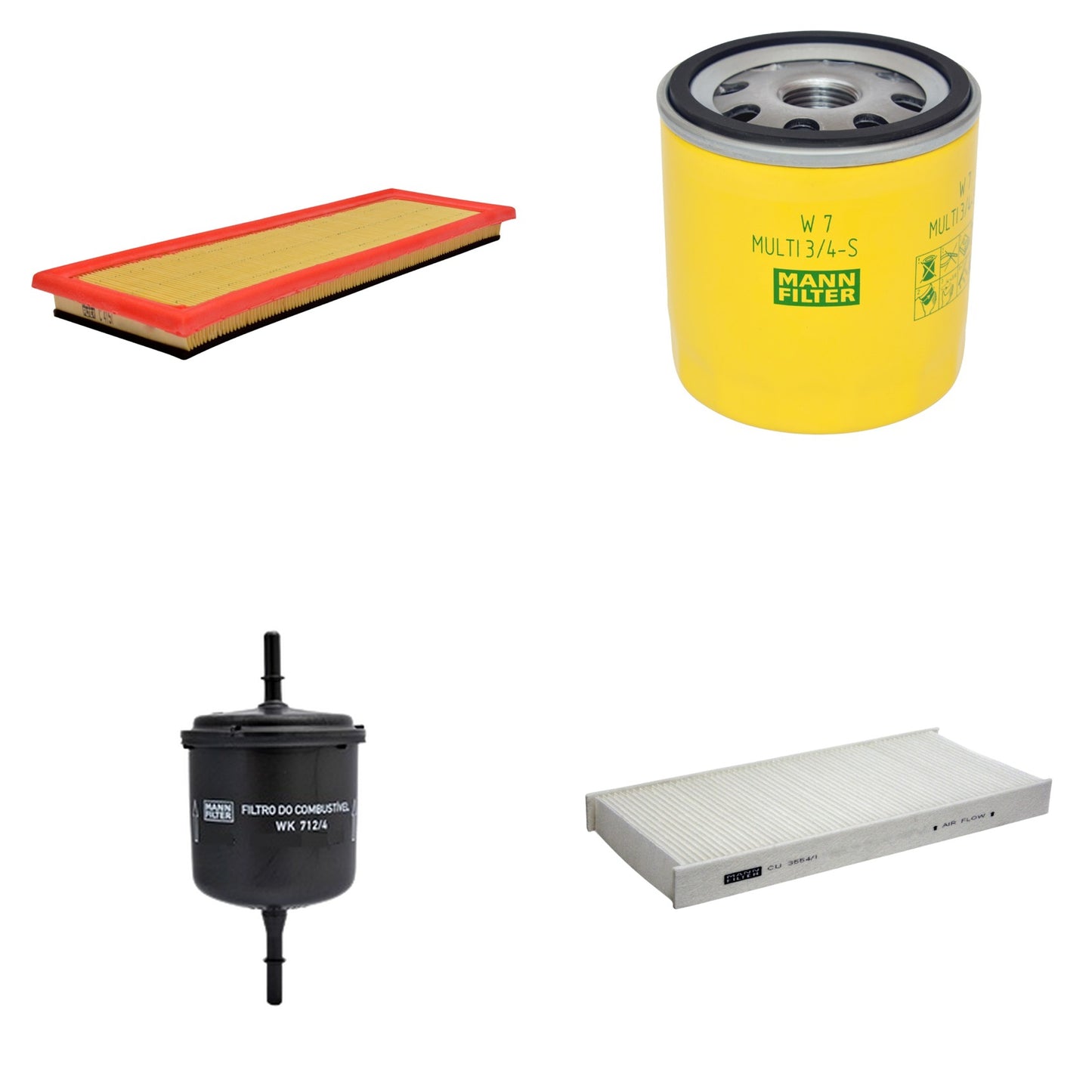 Kit Filtros de Ar Combustível Cabine Ar Condicionado Óleo - Mann-Filter - C4151 - CU3554/1 - W7MULTI3/4-S - WK712/4 - (1)