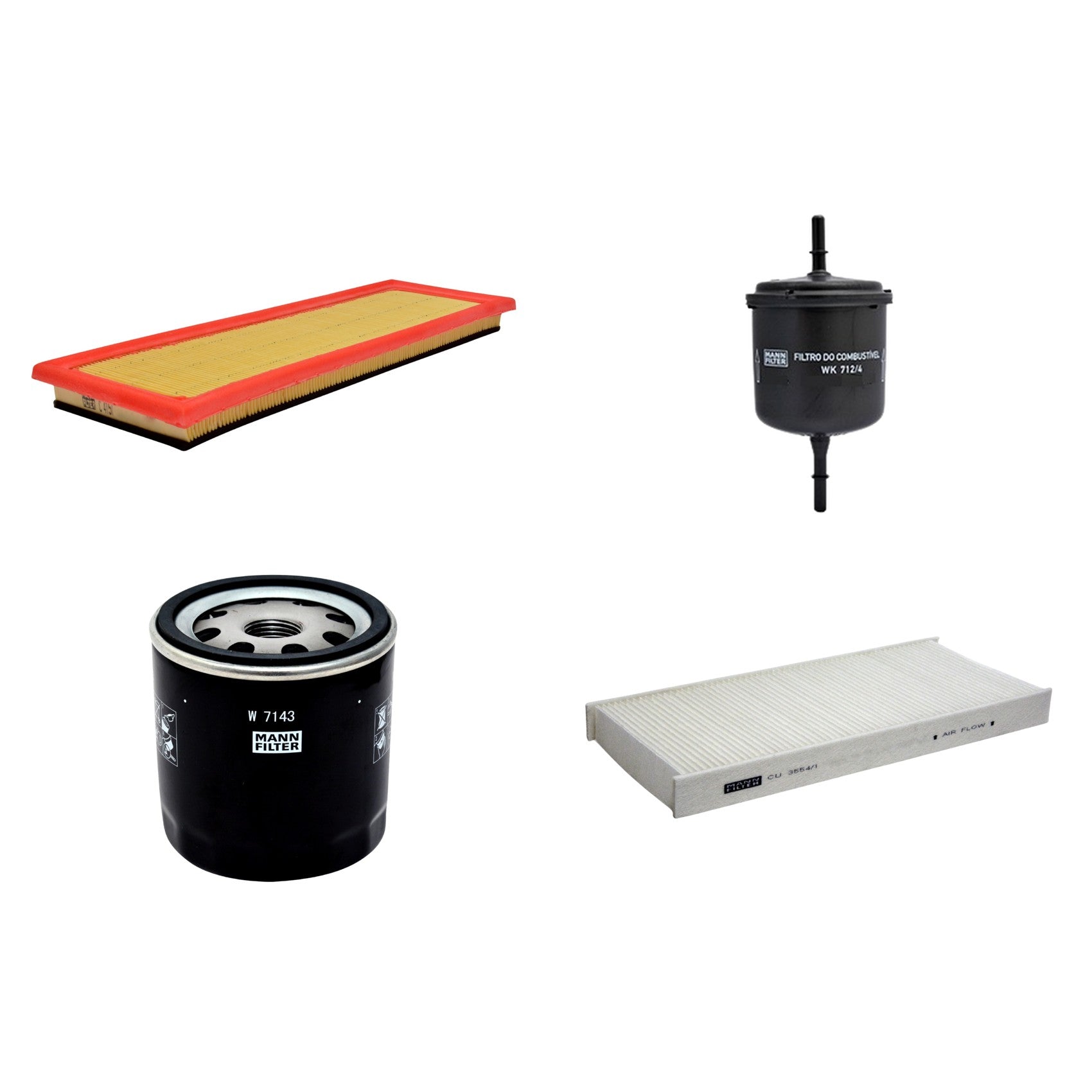 Kit Filtros de Ar Combustível Cabine Ar Condicionado Óleo - Mann-Filter - C4151 - CU3554/1 - W7143 - WK712/4 - (1)