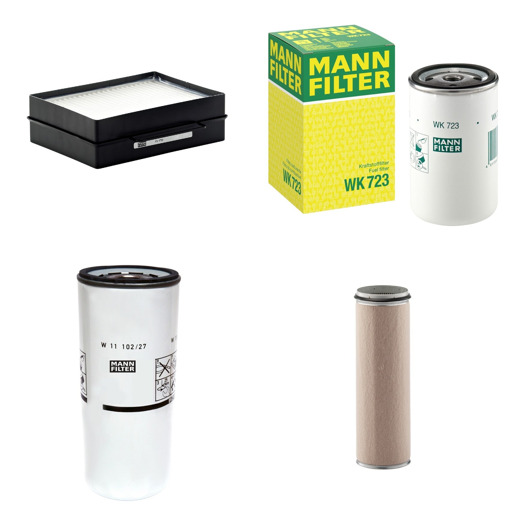 Kit Filtros de Ar Combustível Cabine Ar Condicionado Óleo - Mann-Filter - CF1600 - CU1722 - W11102/27 - WK723 - (1)