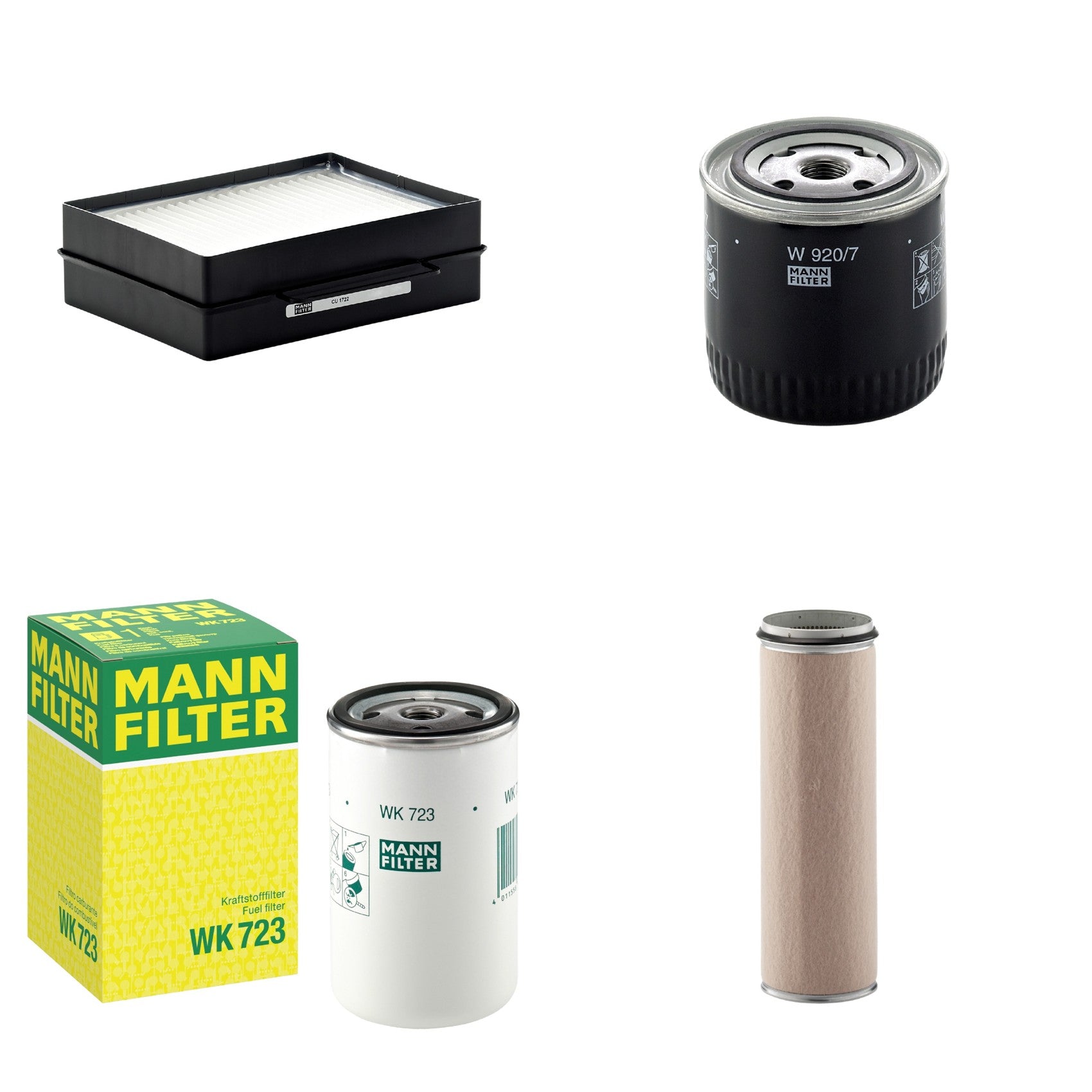 Kit Filtros de Ar Combustível Cabine Ar Condicionado Óleo - Mann-Filter - CF1600 - CU1722 - W920/7 - WK723 - (1)