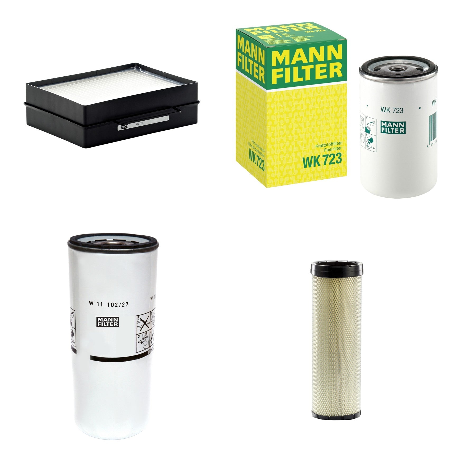 Kit Filtros de Ar Combustível Cabine Ar Condicionado Óleo - Mann-Filter - CF1720 - CU1722 - W11102/27 - WK723 - (1)