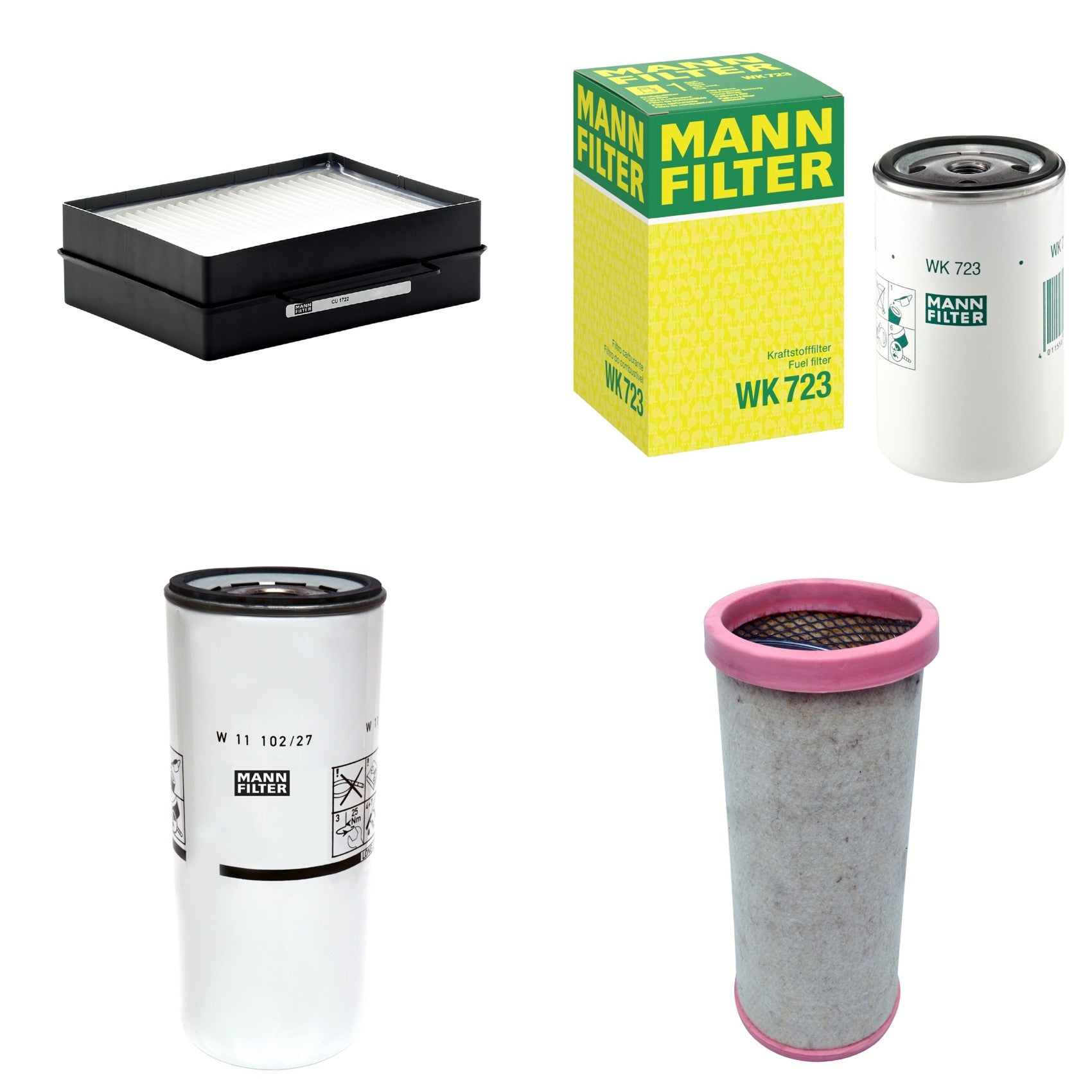 Kit Filtros de Ar Combustível Cabine Ar Condicionado Óleo - Mann-Filter - CF1710 - CU1722 - W11102/27 - WK723 - (1)
