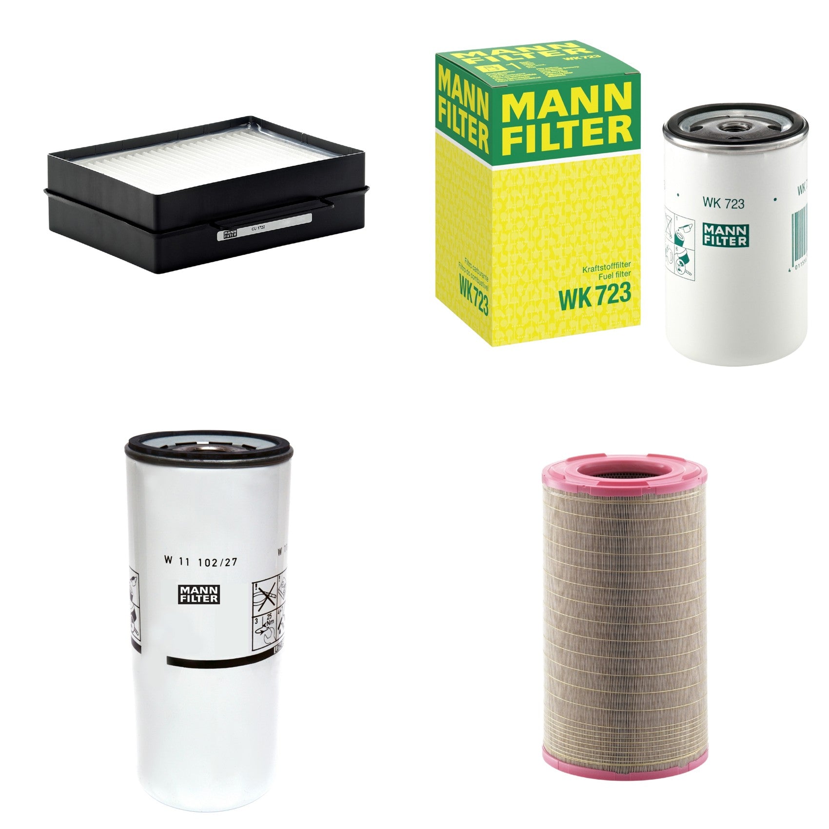 Kit Filtros de Ar Combustível Cabine Ar Condicionado Óleo - Mann-Filter - C301500 - CU1722 - W11102/27 - WK723 - (1)