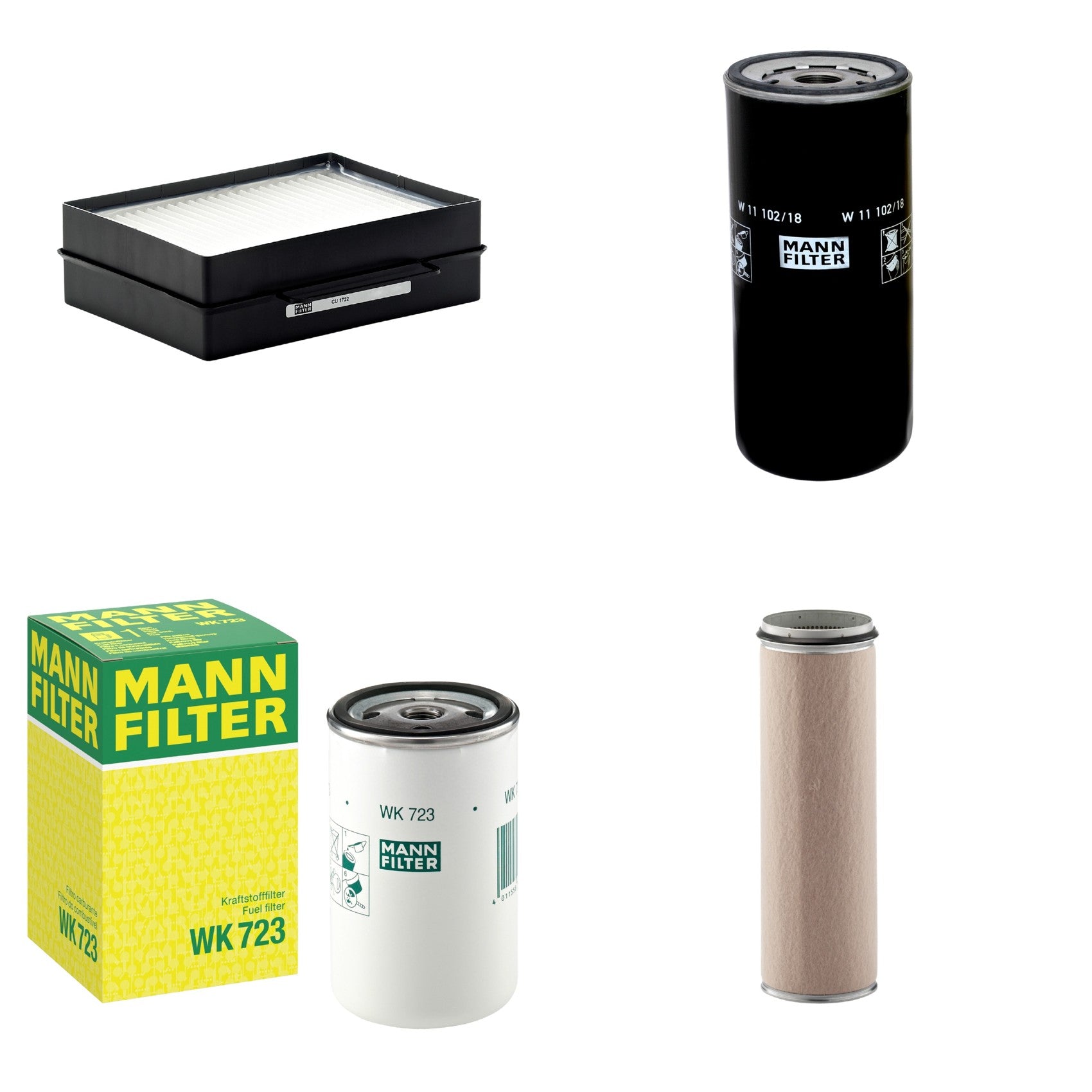 Kit Filtros de Ar Combustível Cabine Ar Condicionado Óleo - Mann-Filter - CF1600 - CU1722 - W11102/18 - WK723 - (1)