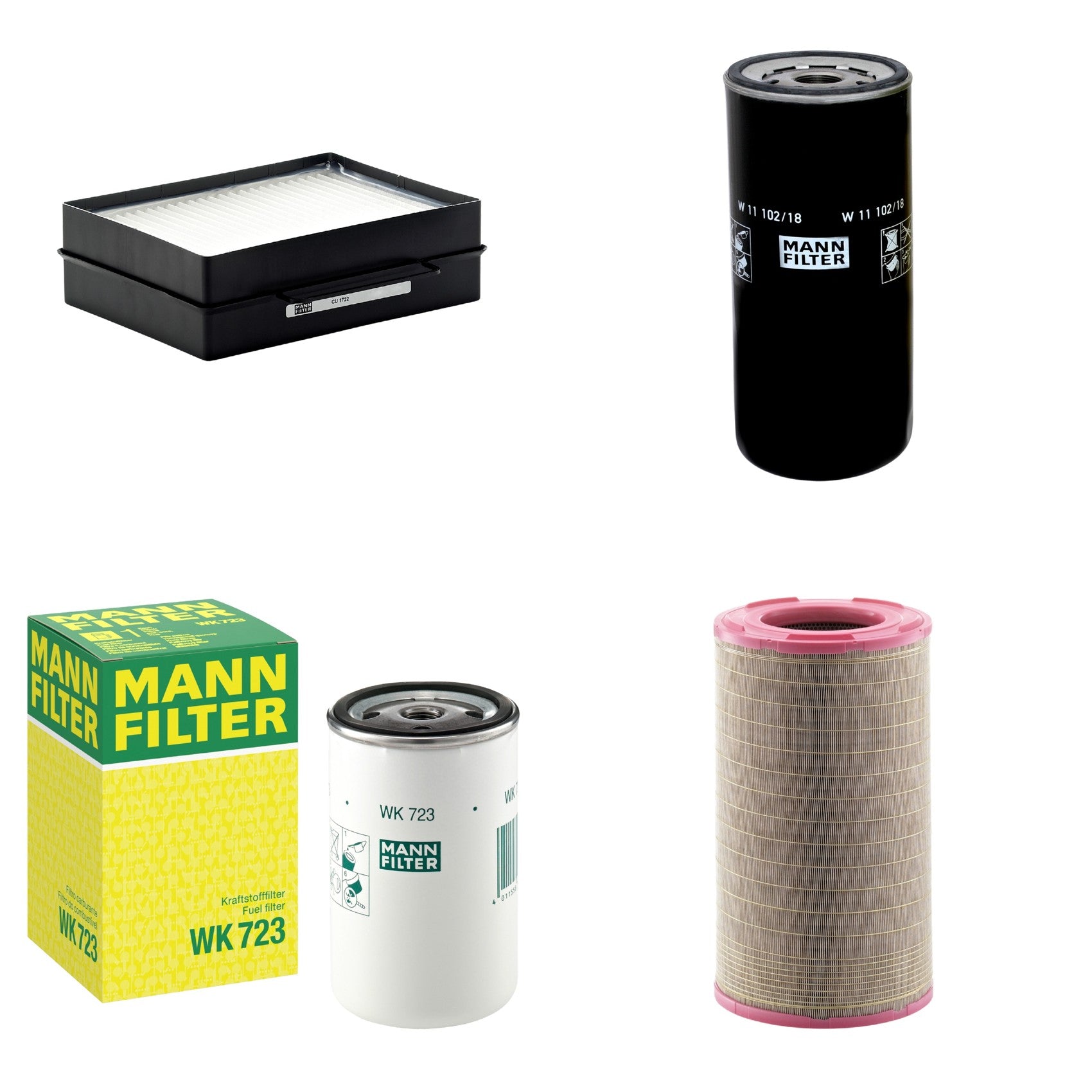 Kit Filtros de Ar Combustível Cabine Ar Condicionado Óleo - Mann-Filter - C301500 - CU1722 - W11102/18 - WK723 - (1)