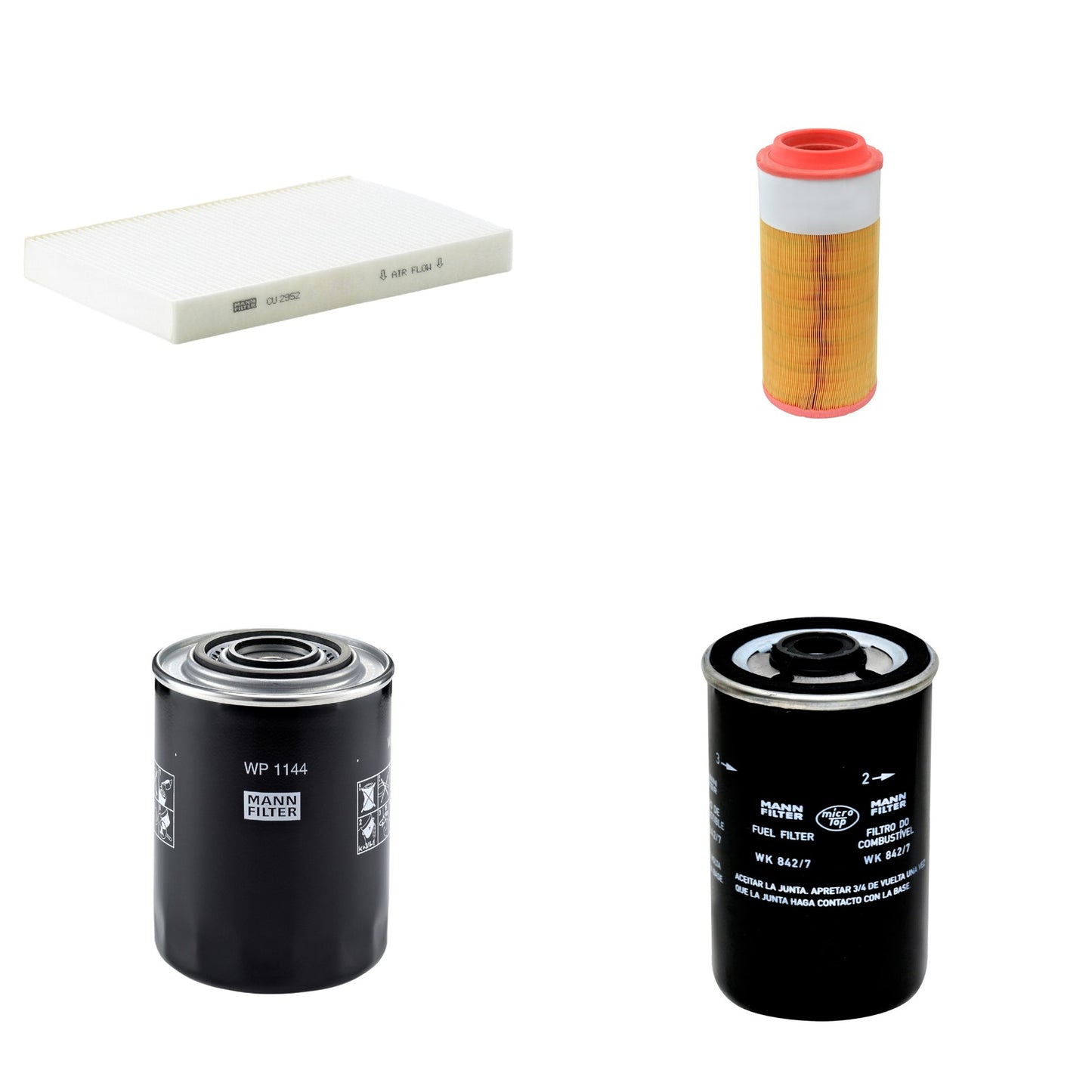 Kit Filtros de Ar Combustível Cabine Ar Condicionado Óleo - Mann-Filter - C18450/2 - CU2952 - WK842/7 - WP1144 - (1)
