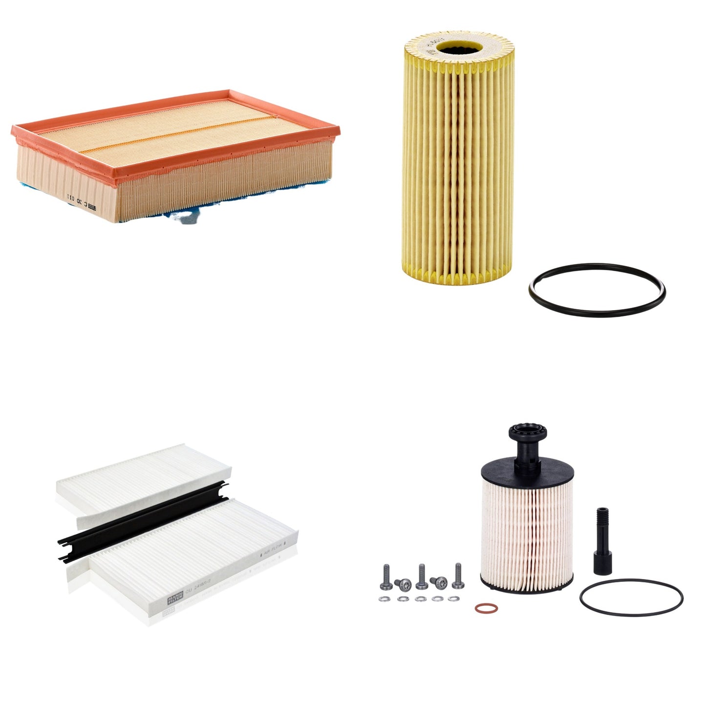 Kit Filtros de Ar Combustível Cabine Ar Condicionado Óleo - Mann-Filter - C30011 - CU2418/1-2 - HU6011z - PU9009zKIT - (1)