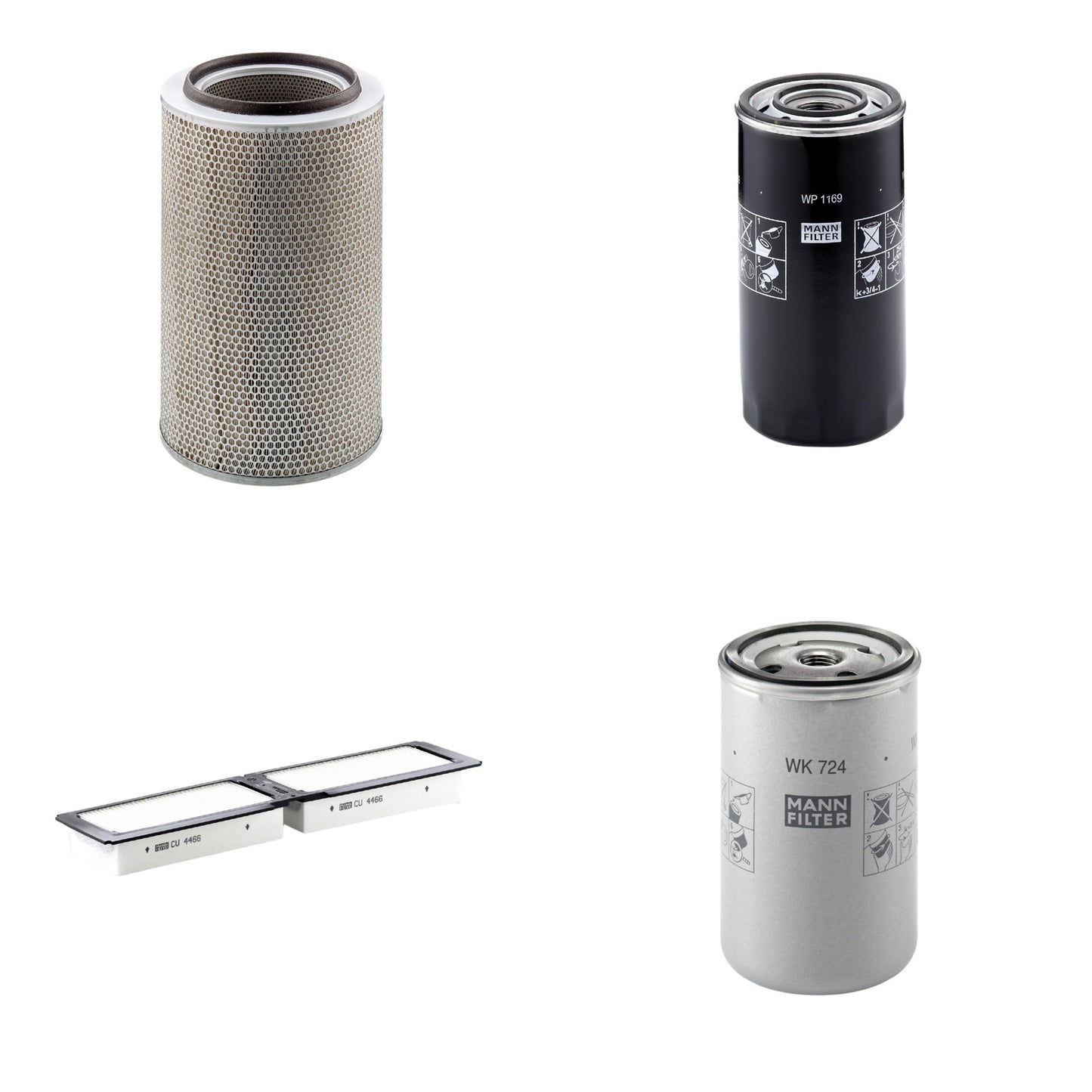 Kit Filtros de Ar Combustível Cabine Ar Condicionado Óleo - Mann-Filter - C30850/2 - CU4466 - WK724 - WP1169 - (1)