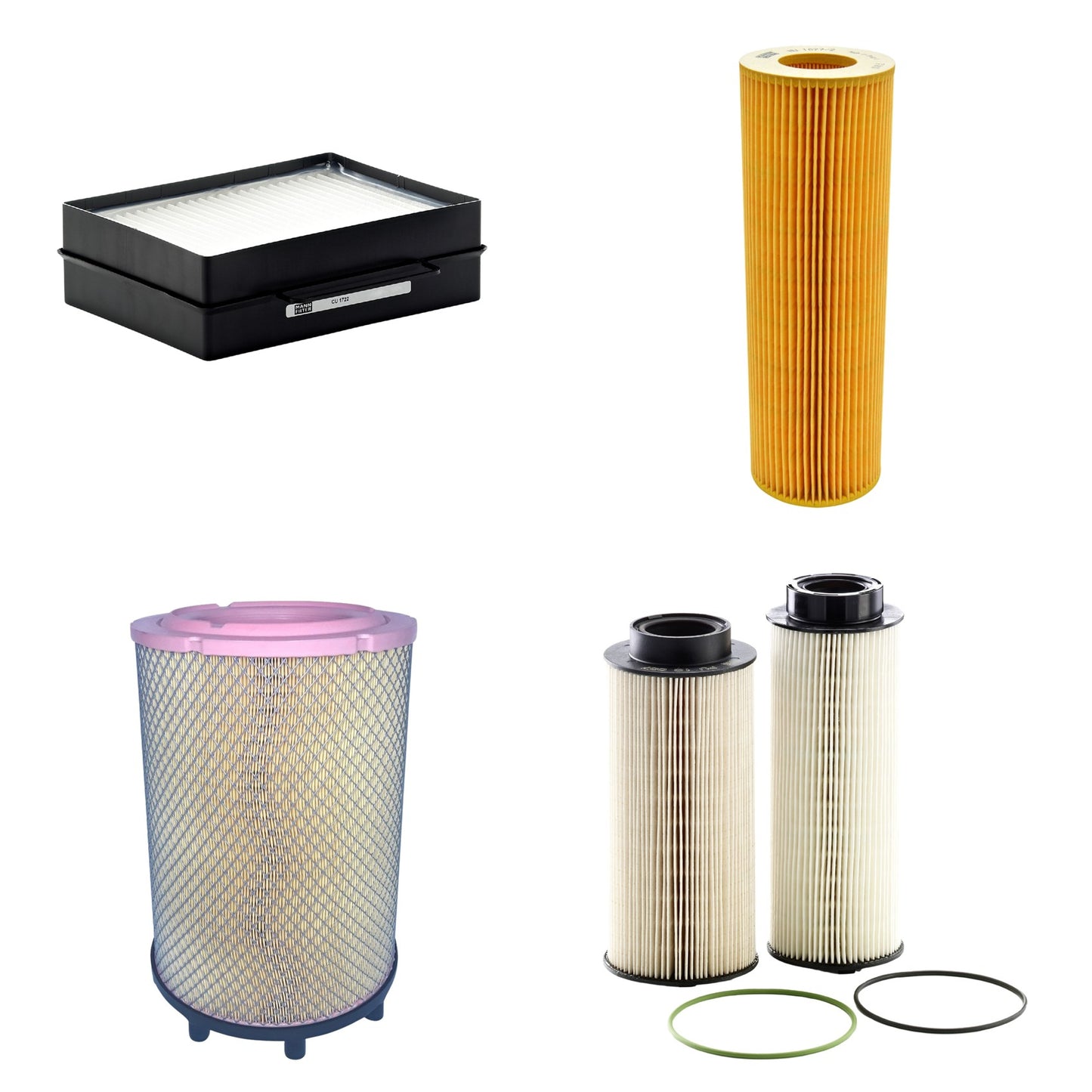 Kit Filtros de Ar Combustível Cabine Ar Condicionado Óleo - Mann-Filter - C31014/2 - CU1722 - HU1077/2z - PU10003-2x - (1)