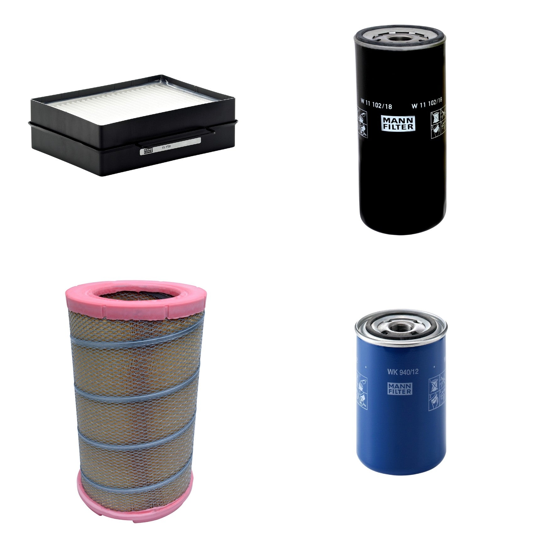 Kit Filtros de Ar Combustível Cabine Ar Condicionado Óleo - Mann-Filter - C301622 - CU1722 - W11102/18 - WK940/12 - (1)