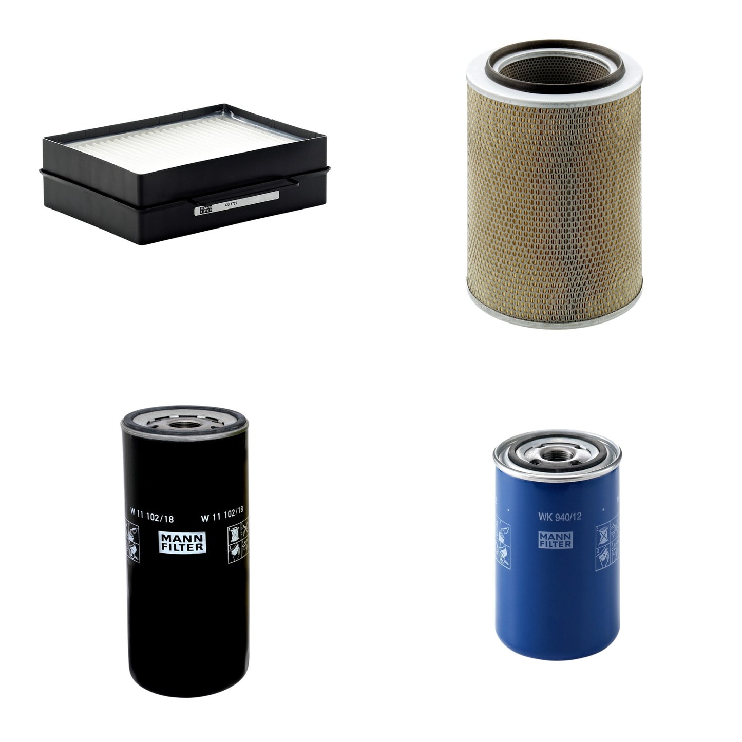 Kit Filtros de Ar Combustível Cabine Ar Condicionado Óleo - Mann-Filter - C30703 - CU1722 - W11102/18 - WK940/12 - (1)