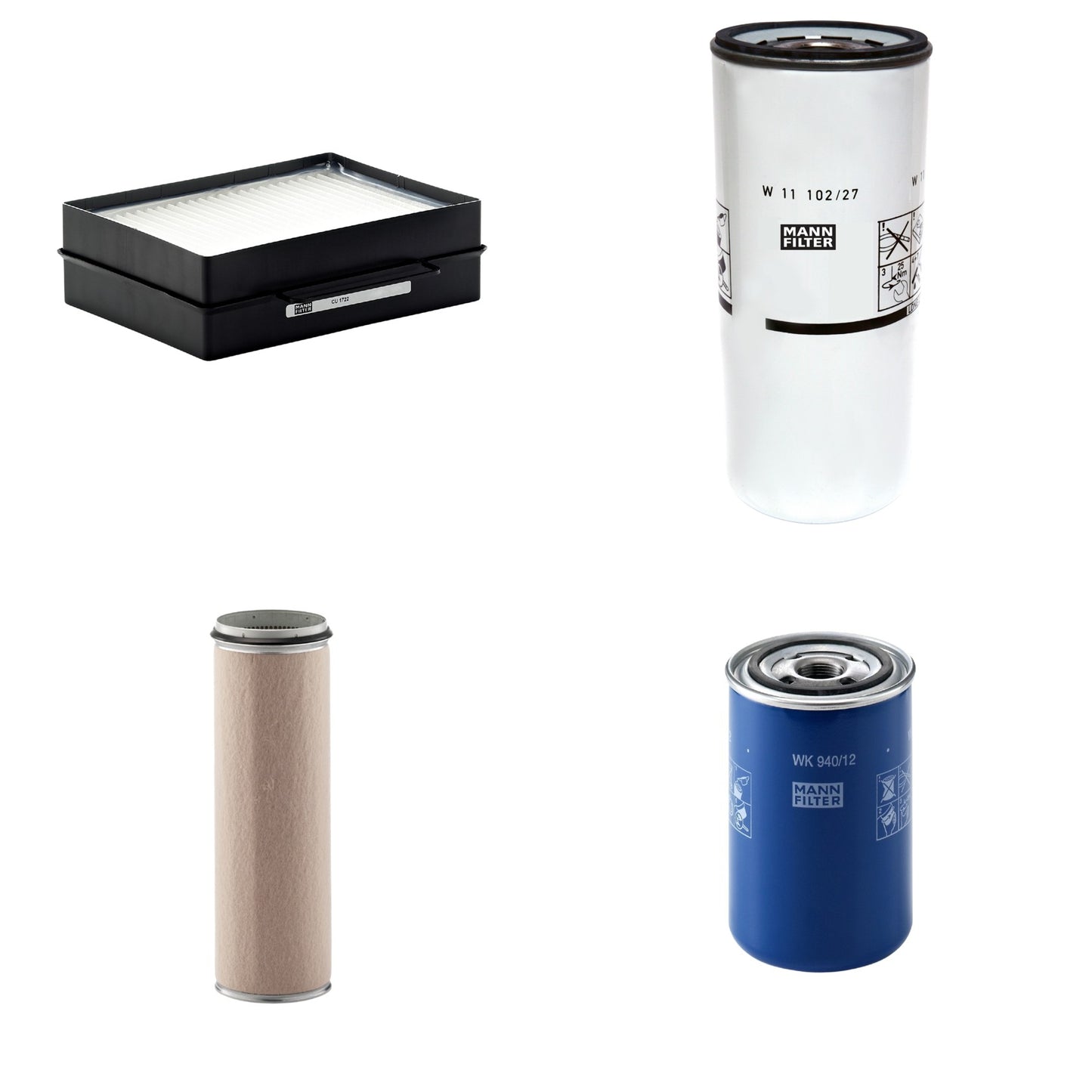Kit Filtros de Ar Combustível Cabine Ar Condicionado Óleo - Mann-Filter - CF1600 - CU1722 - W11102/27 - WK940/12 - (1)