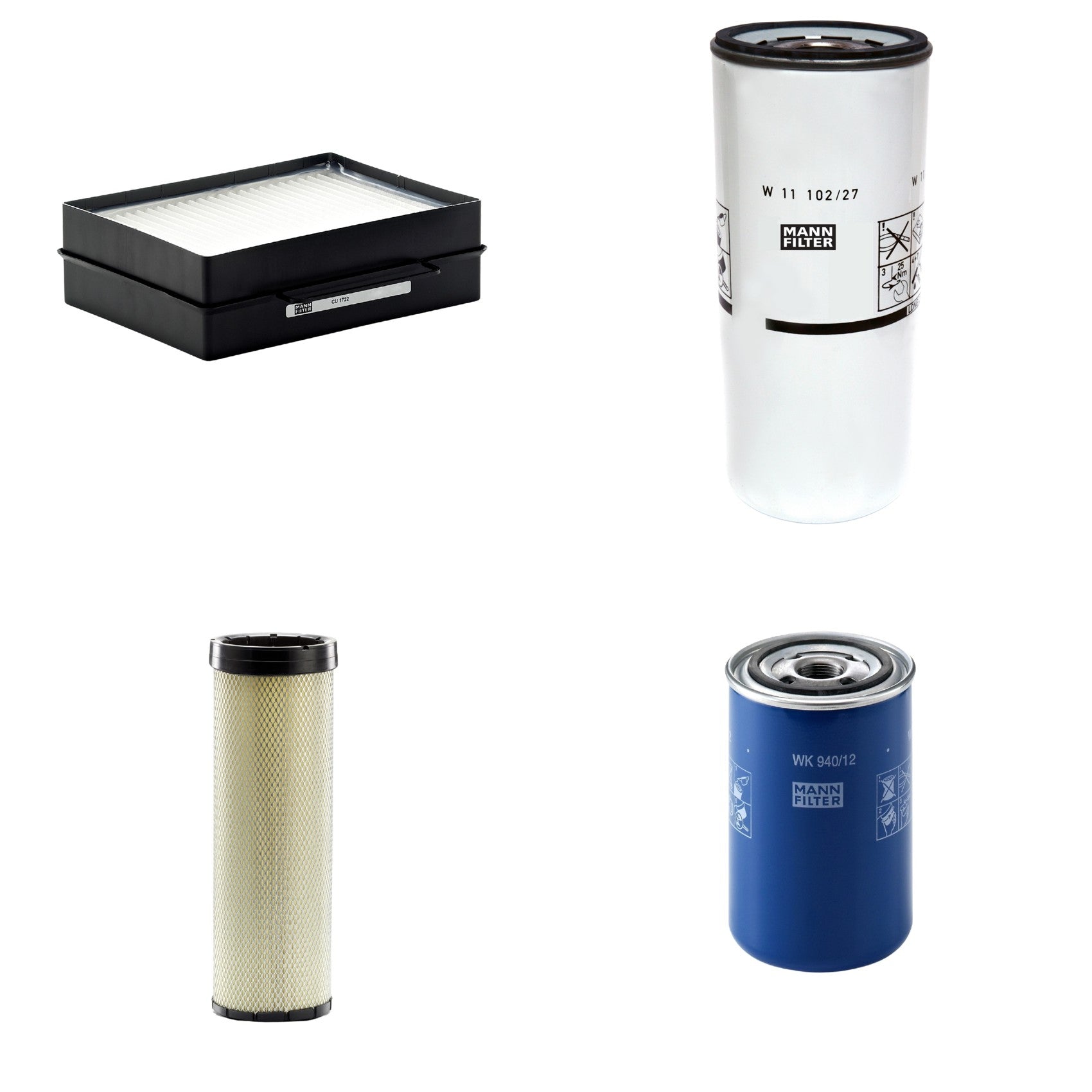 Kit Filtros de Ar Combustível Cabine Ar Condicionado Óleo - Mann-Filter - CF1720 - CU1722 - W11102/27 - WK940/12 - (1)