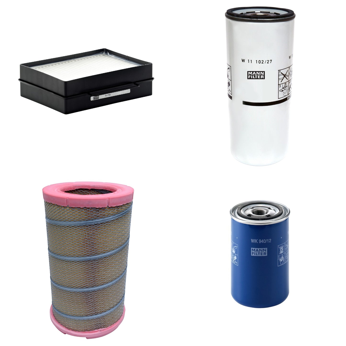 Kit Filtros de Ar Combustível Cabine Ar Condicionado Óleo - Mann-Filter - C301622 - CU1722 - W11102/27 - WK940/12 - (1)