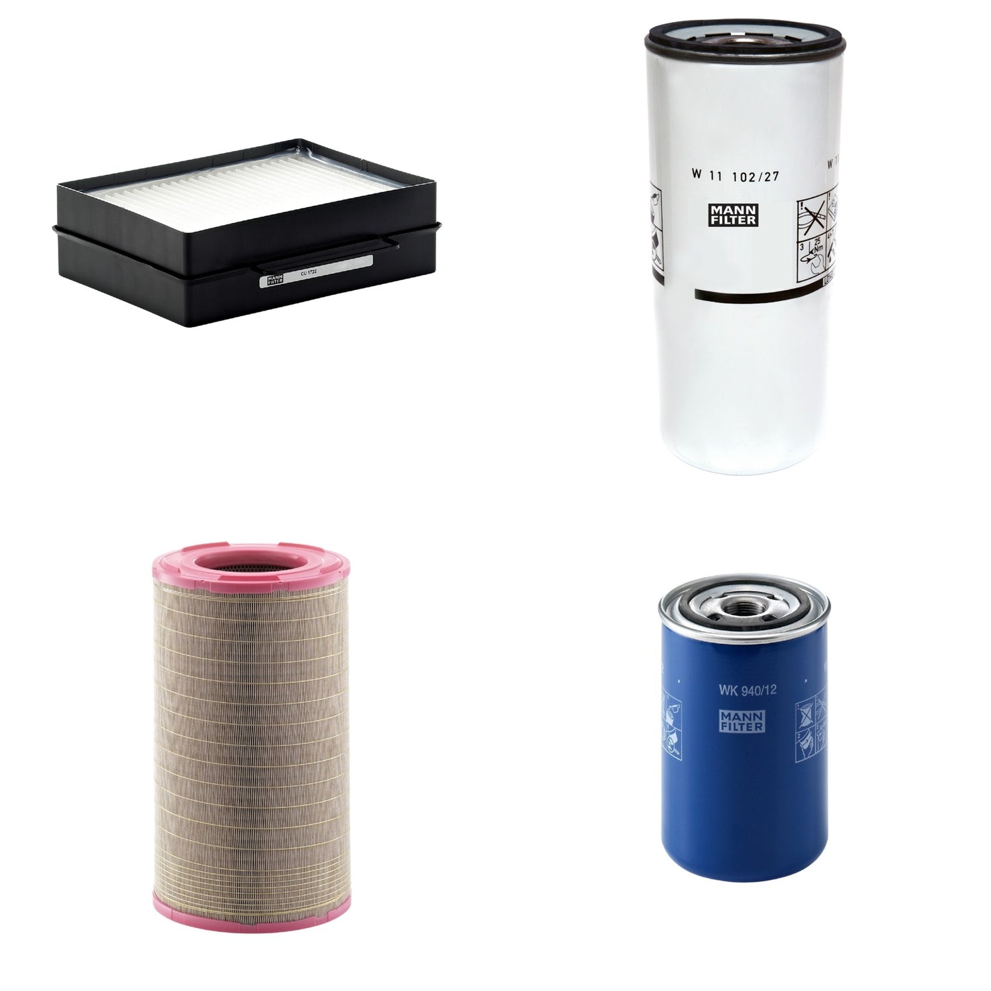 Kit Filtros de Ar Combustível Cabine Ar Condicionado Óleo - Mann-Filter - C301500 - CU1722 - W11102/27 - WK940/12 - (1)
