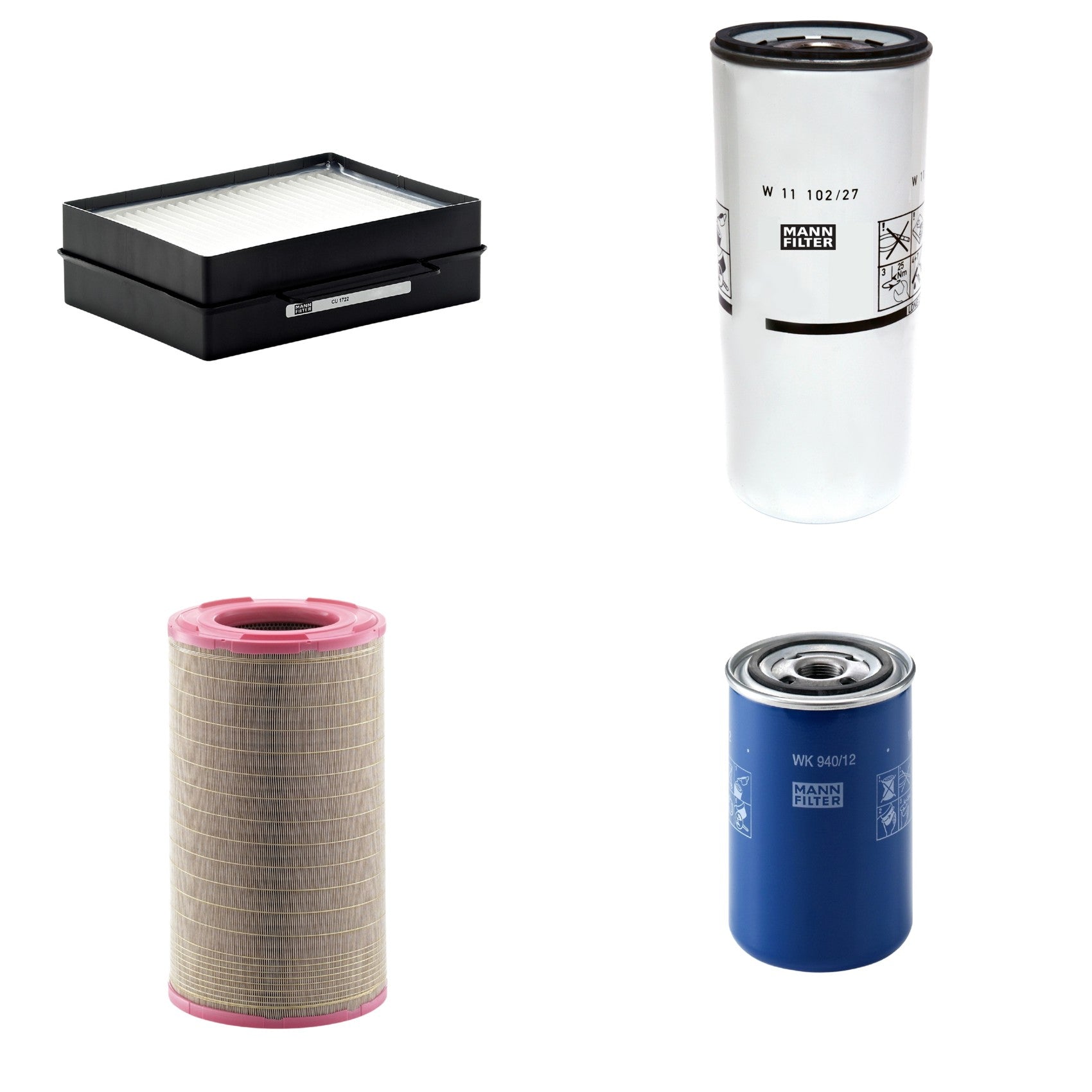 Kit Filtros de Ar Combustível Cabine Ar Condicionado Óleo - Mann-Filter - C301500 - CU1722 - W11102/27 - WK940/12 - (1)