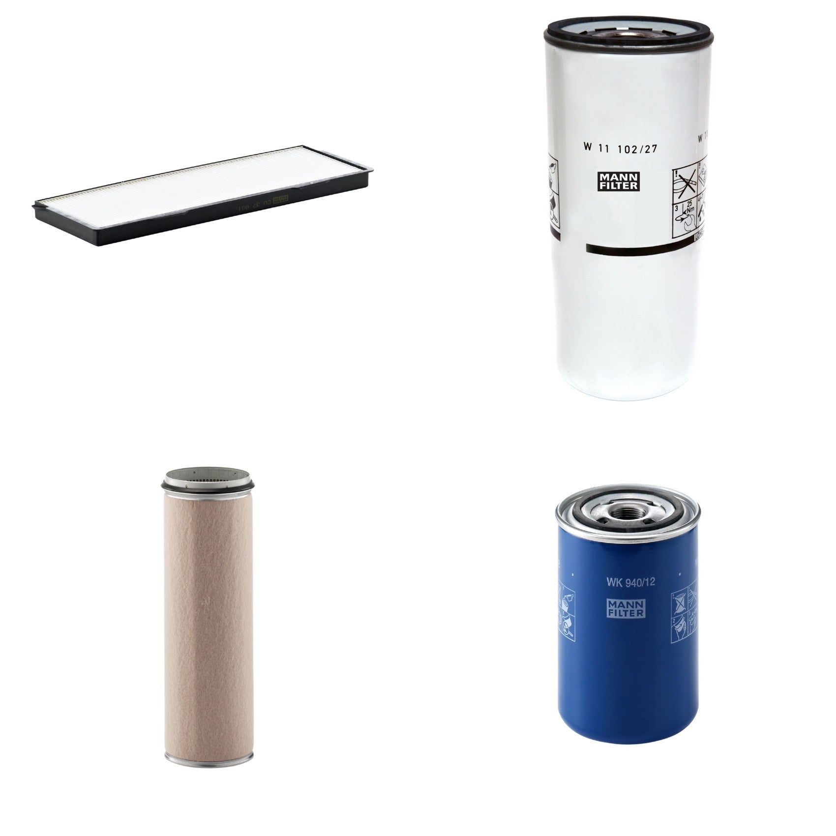 Kit Filtros de Ar Combustível Cabine Ar Condicionado Óleo - Mann-Filter - CF1600 - CU37001 - W11102/27 - WK940/12 - (1)
