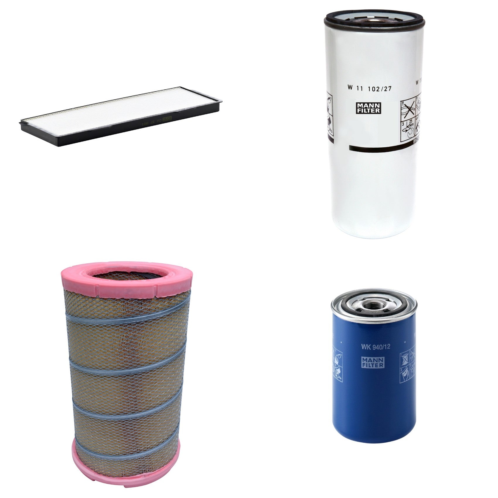 Kit Filtros de Ar Combustível Cabine Ar Condicionado Óleo - Mann-Filter - C301622 - CU37001 - W11102/27 - WK940/12 - (1)
