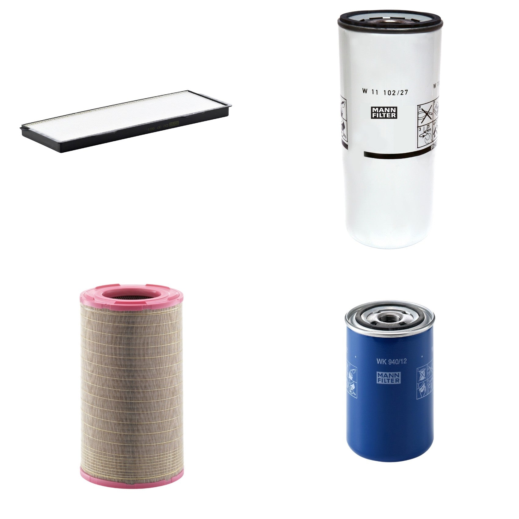 Kit Filtros de Ar Combustível Cabine Ar Condicionado Óleo - Mann-Filter - C301500 - CU37001 - W11102/27 - WK940/12 - (1)
