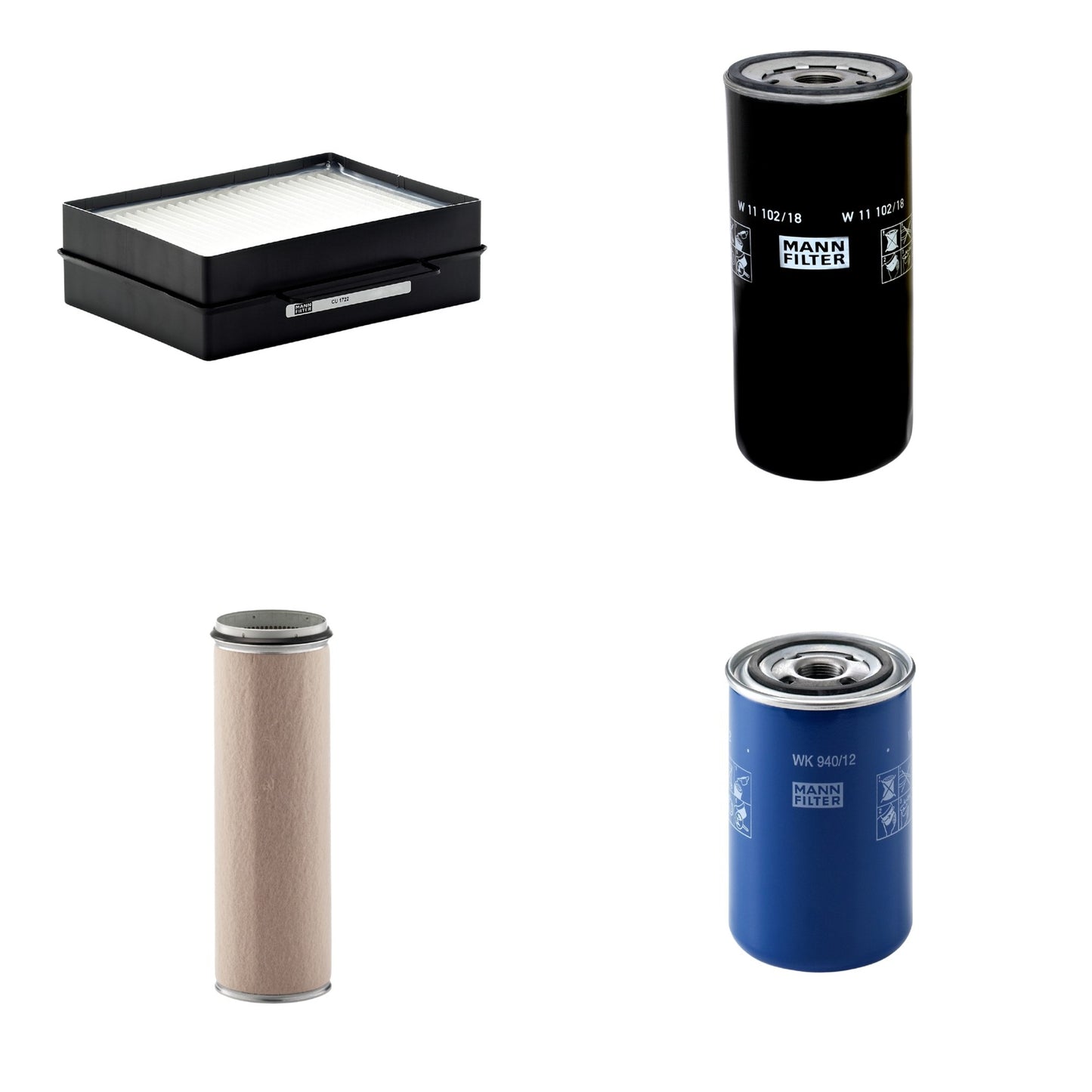 Kit Filtros de Ar Combustível Cabine Ar Condicionado Óleo - Mann-Filter - CF1600 - CU1722 - W11102/18 - WK940/12 - (1)