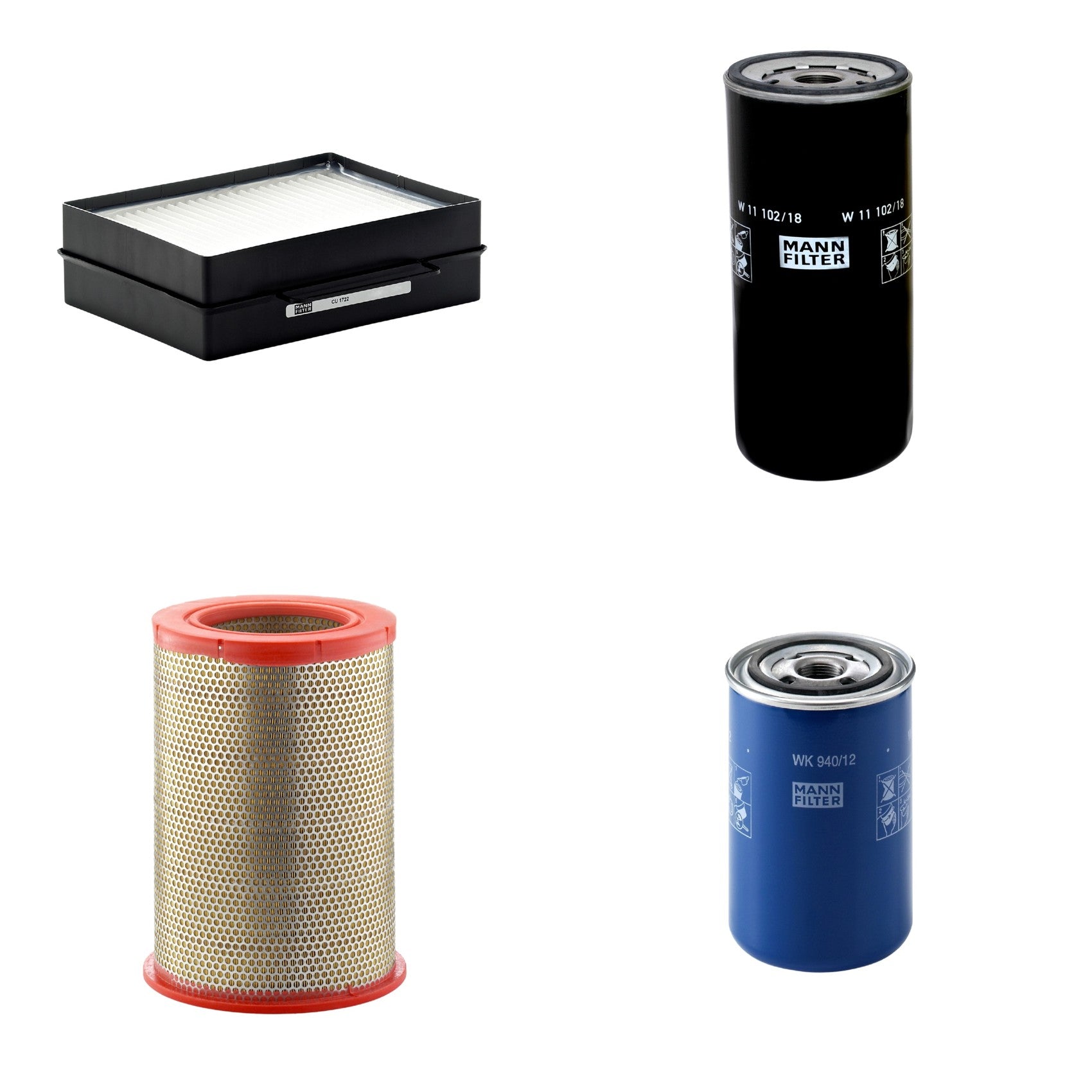 Kit Filtros de Ar Combustível Cabine Ar Condicionado Óleo - Mann-Filter - C301359 - CU1722 - W11102/18 - WK940/12 - (1)